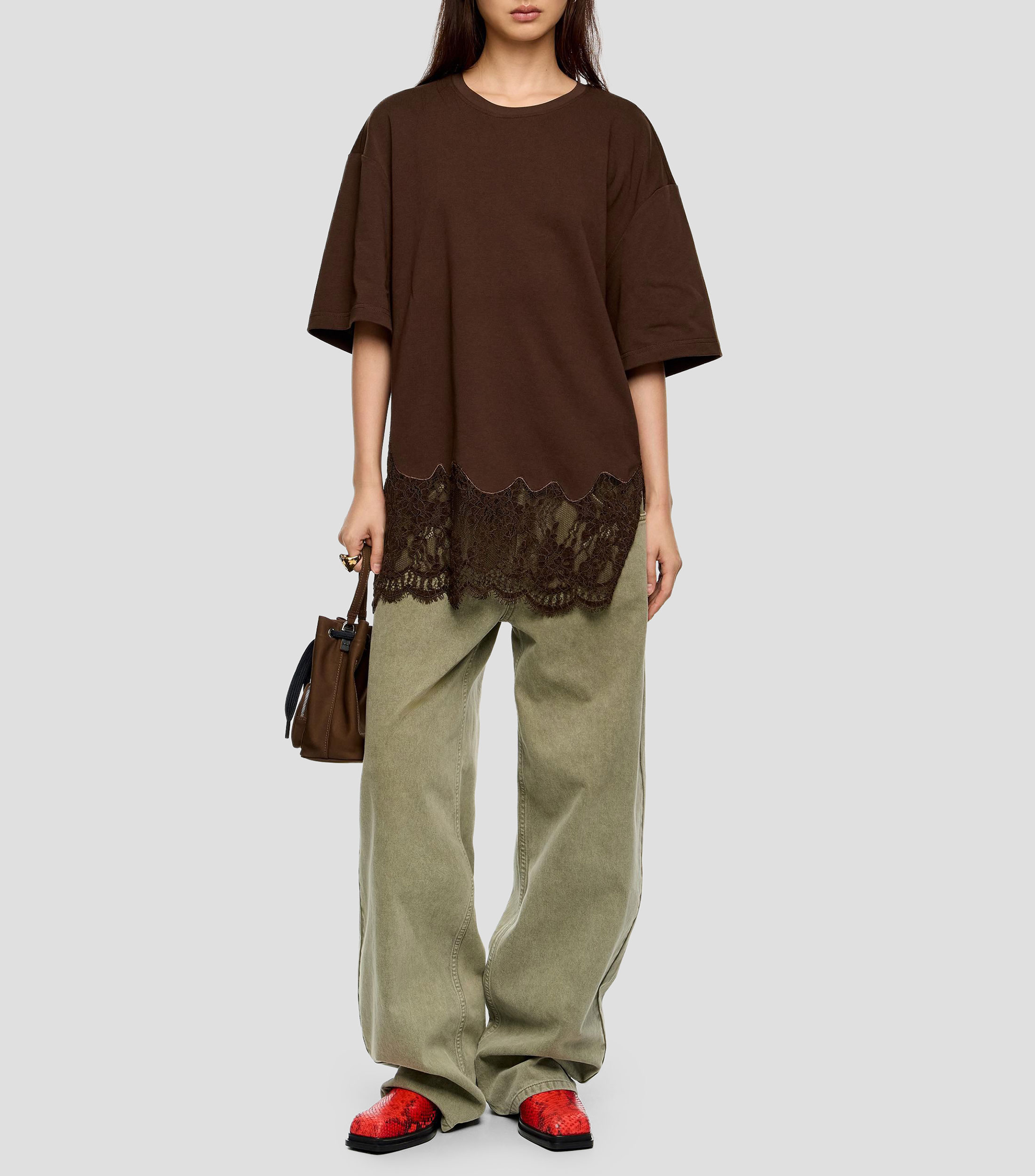 Playera oversized encajes Mujer