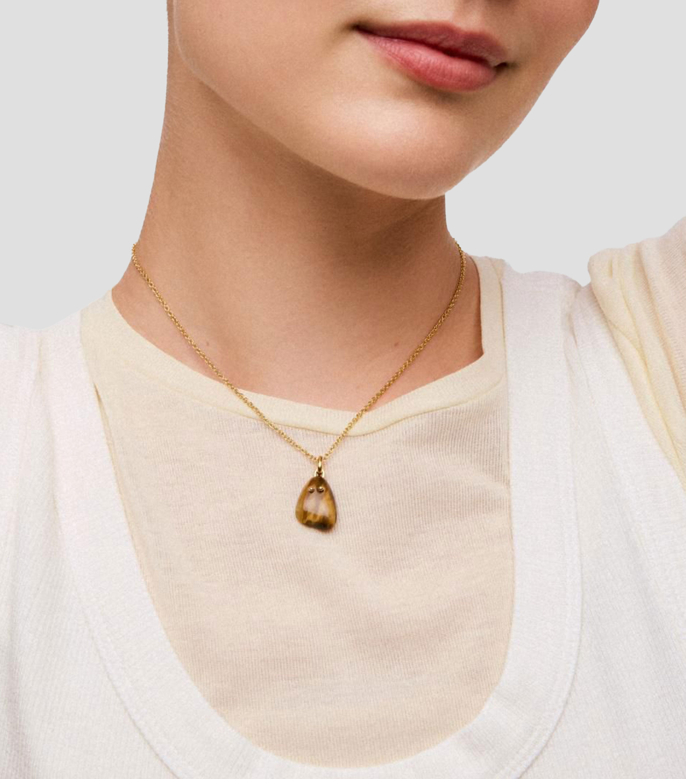 Collar en Plata con dije de fantasma de ojo de tigre Boo Mujer