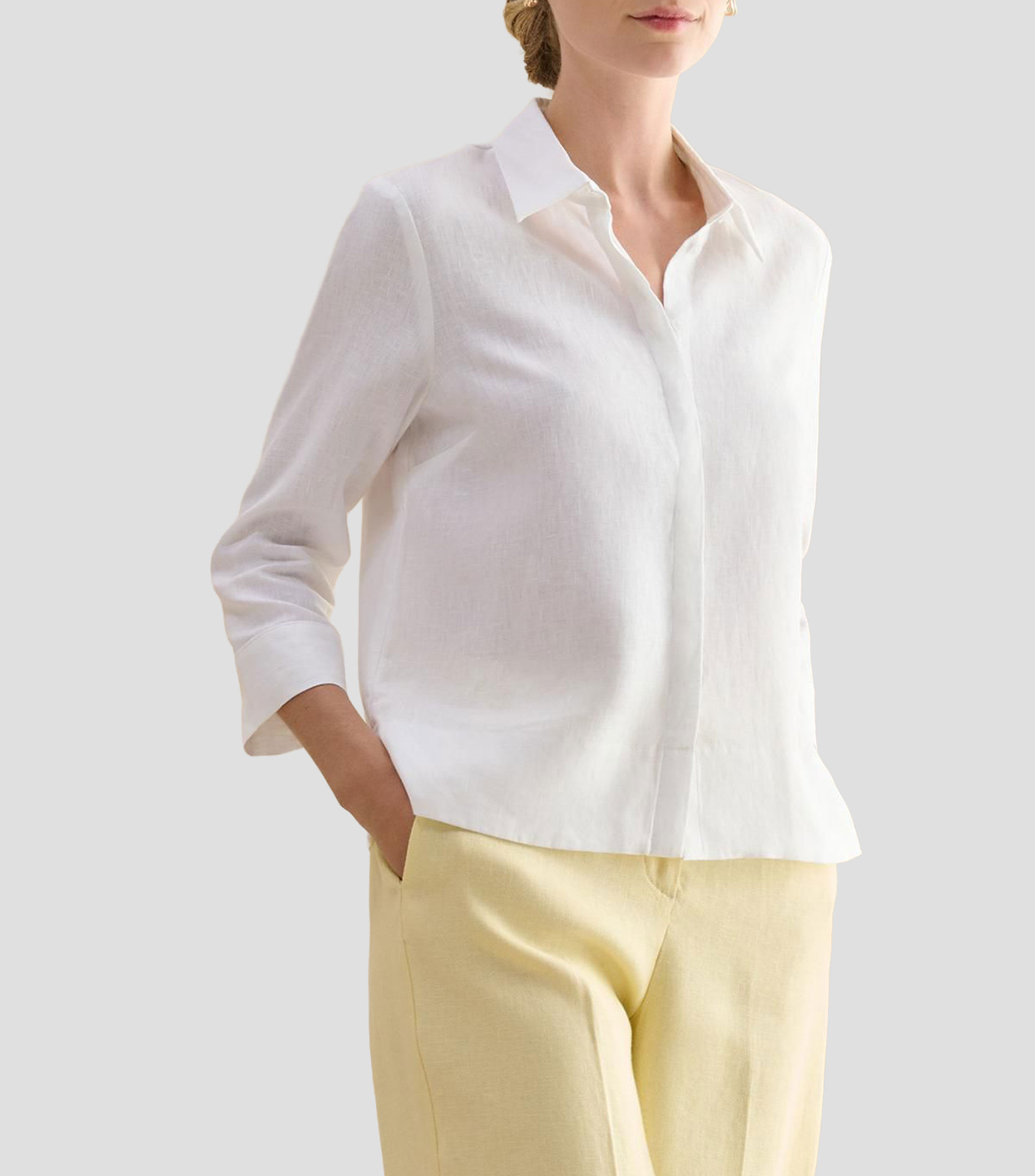 Camisa lisa manga 3/4 Mujer