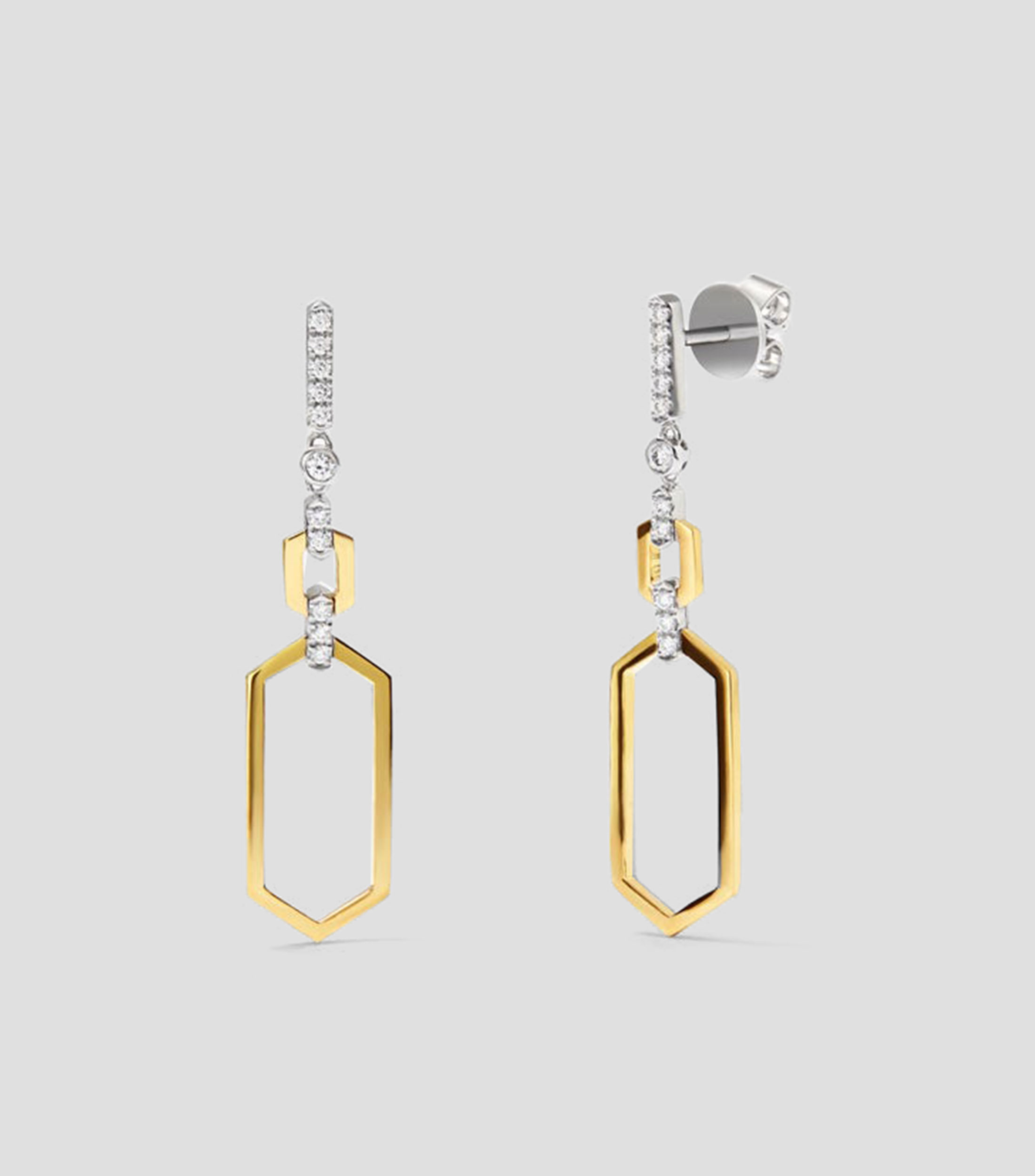 Pendientes en Oro de 18 Kilates Hexagonos Mujer