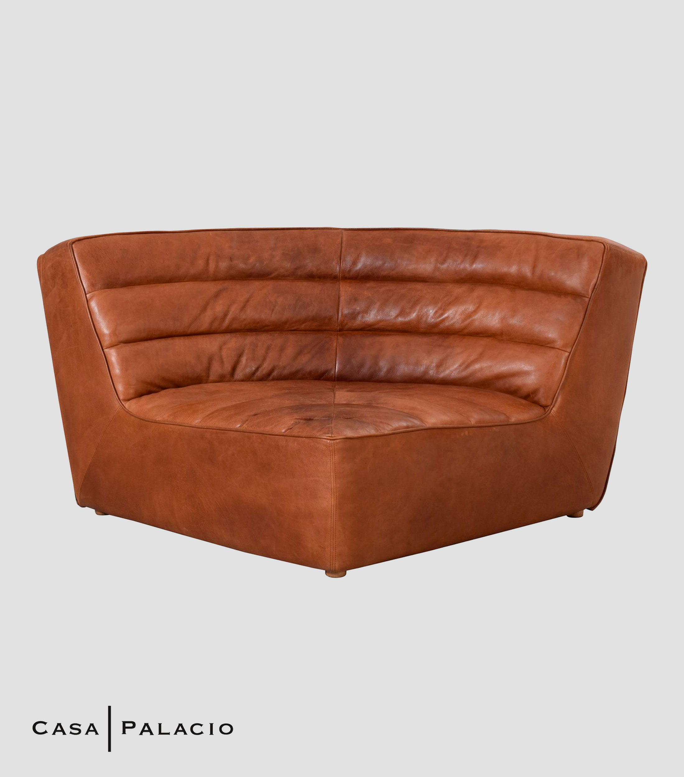 Sillón modular esquinero Shabby en cuero