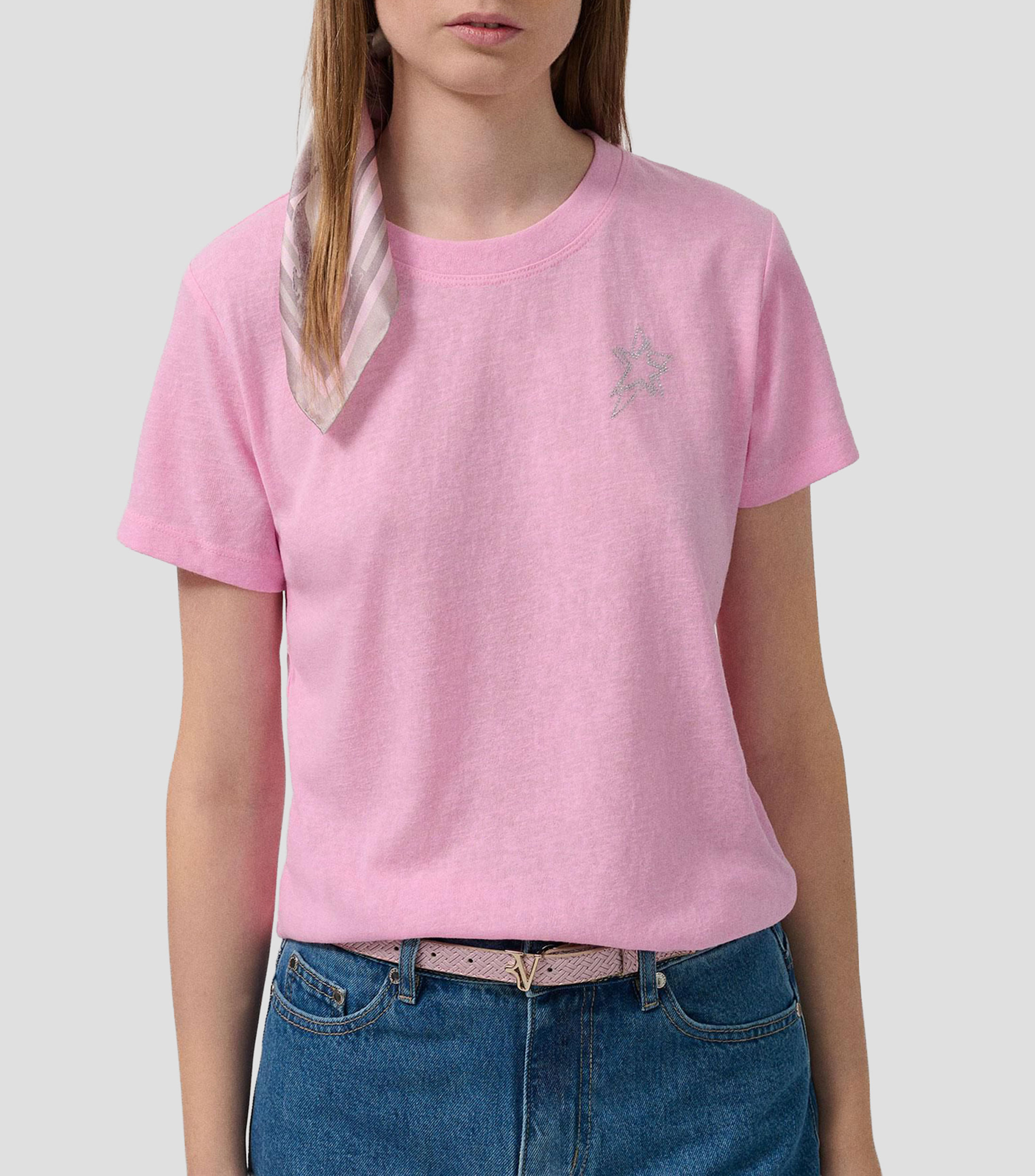 Playera cuello redondo manga corta lisa Mujer