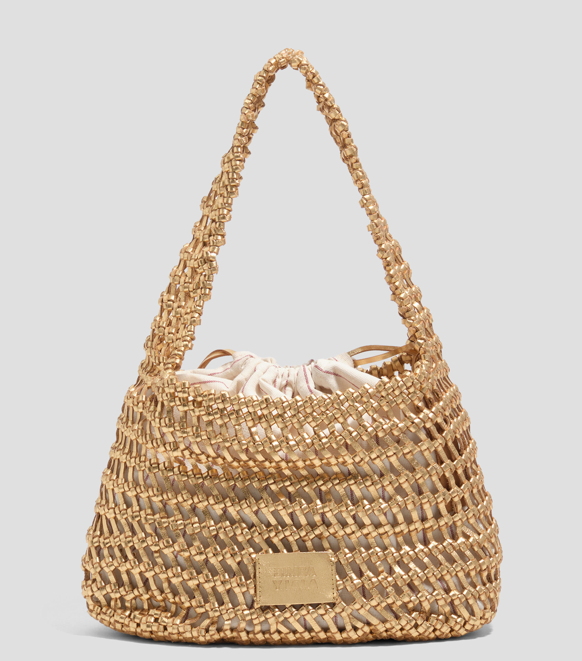 Bolsa trenzada mediano piel dorado Mujer