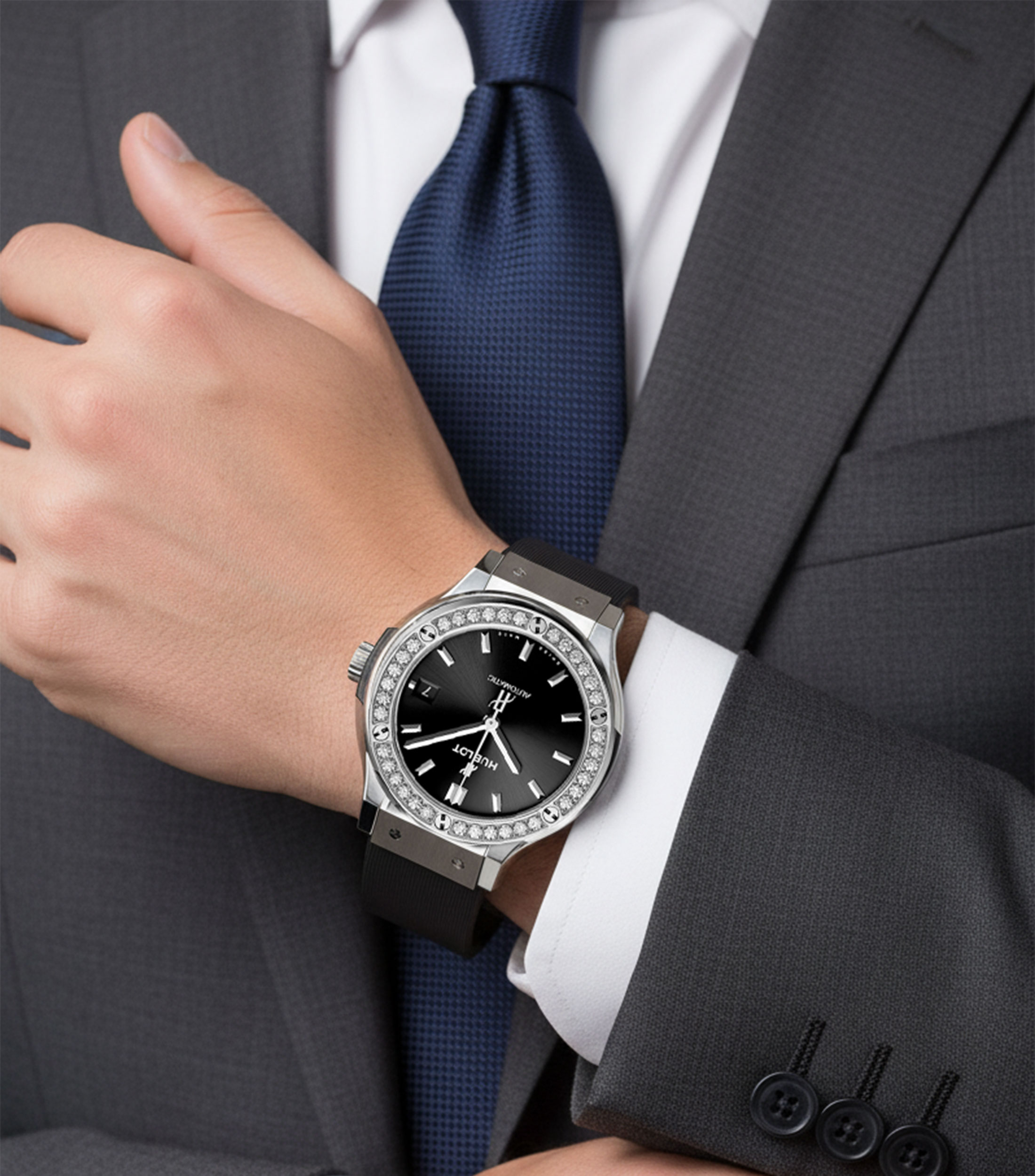 Reloj para hombre Classic Fusion Titanium Diamonds casual plateado