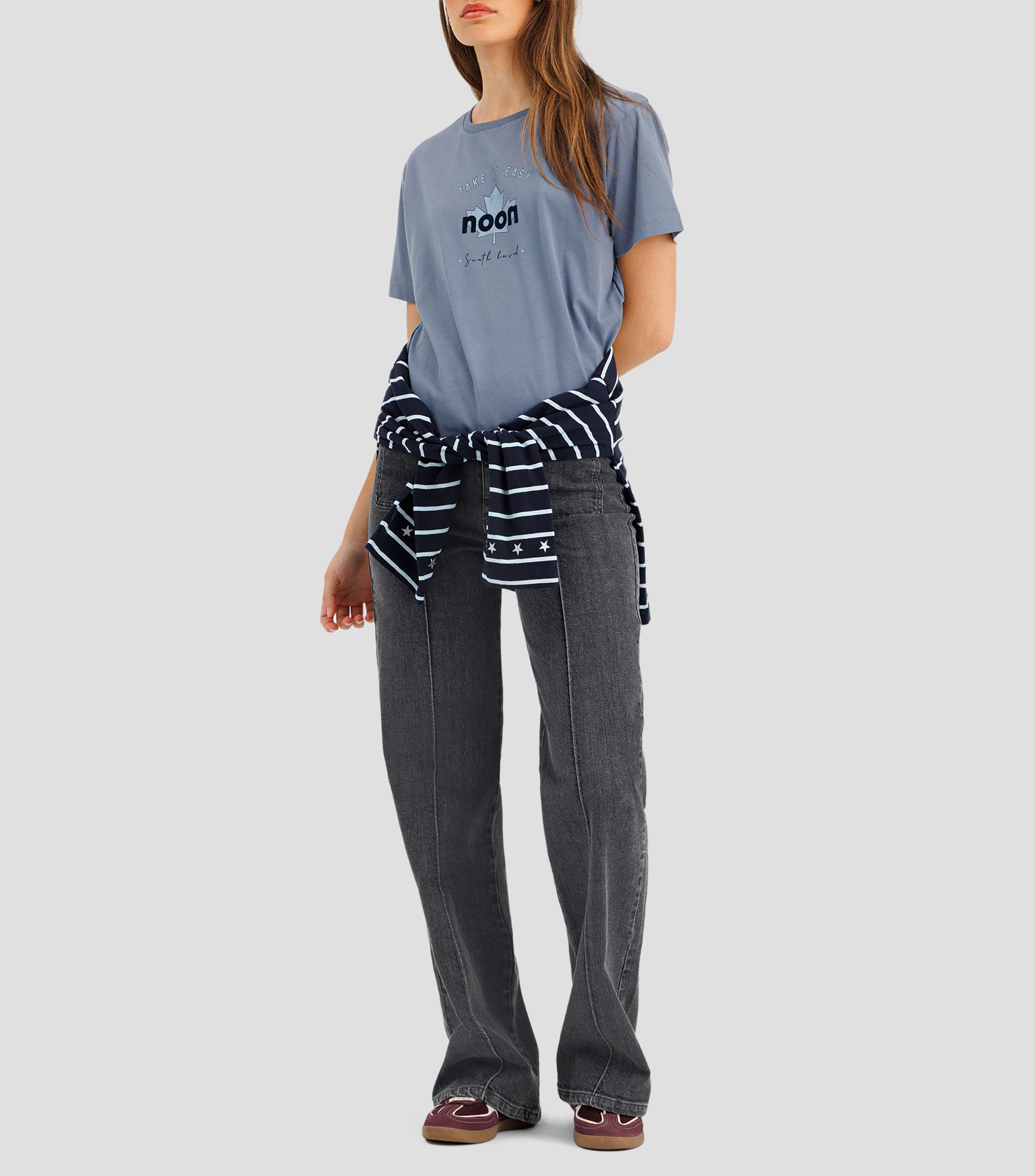 Playera cuello redondo manga corta estampado Mujer