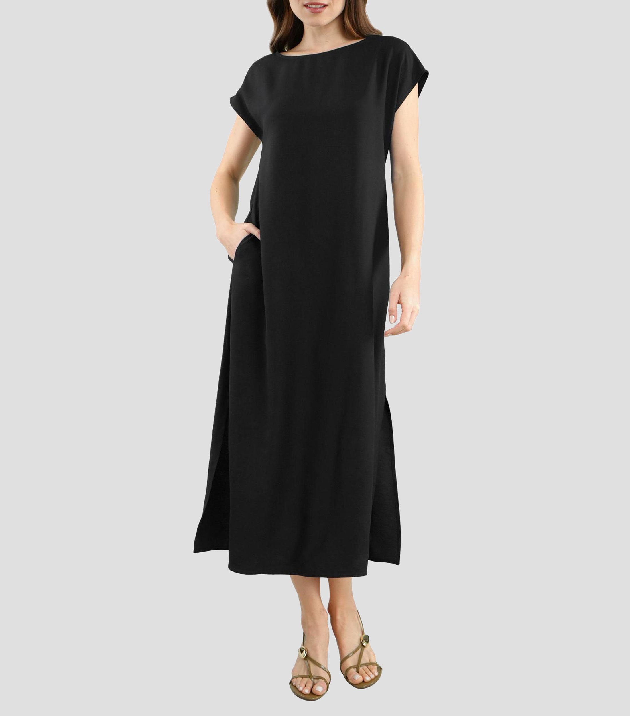 Vestido midi liso Mujer