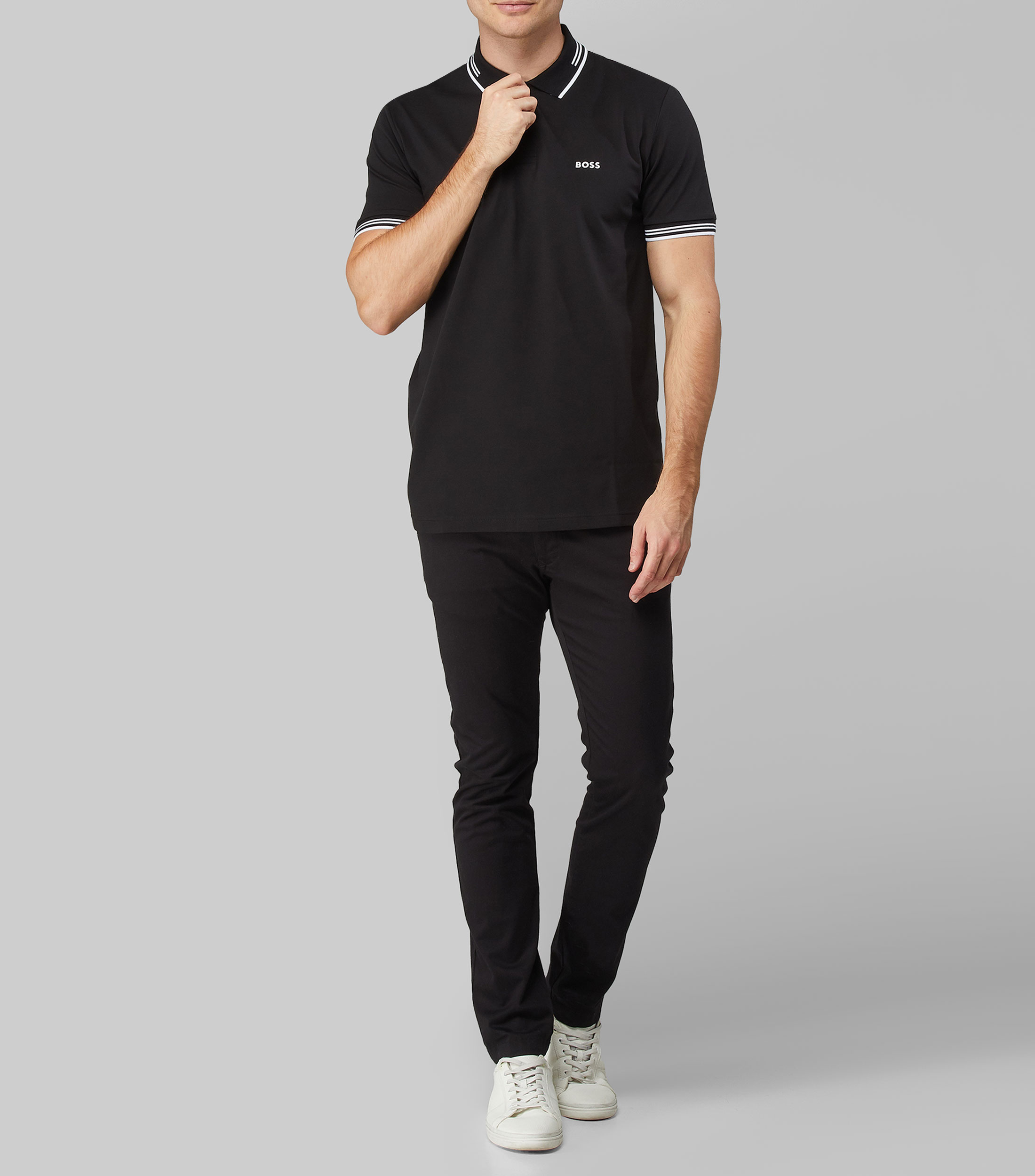 Playera tipo polo de manga corta sólida Hombre