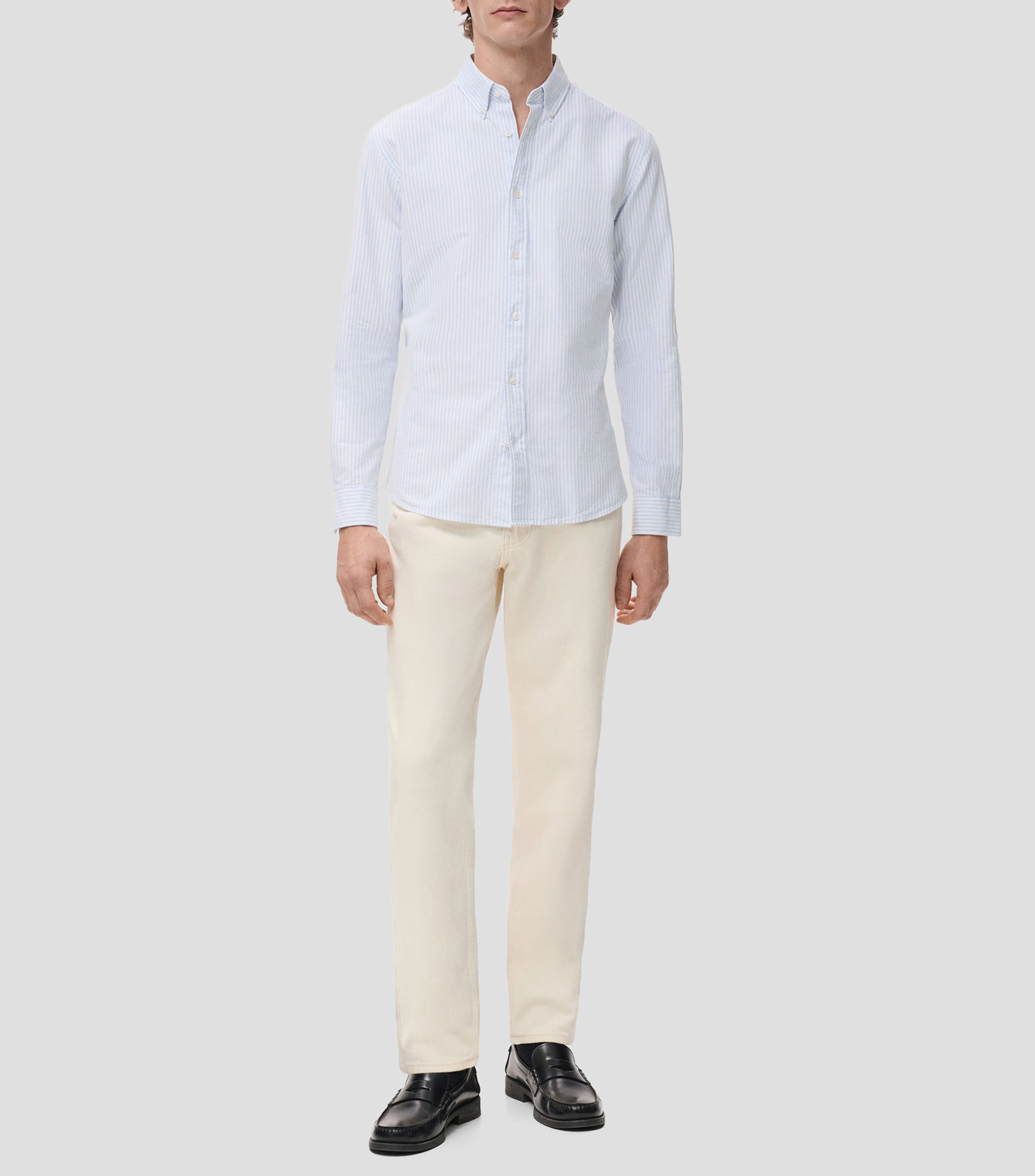 Camisa con líneas manga larga Hombre