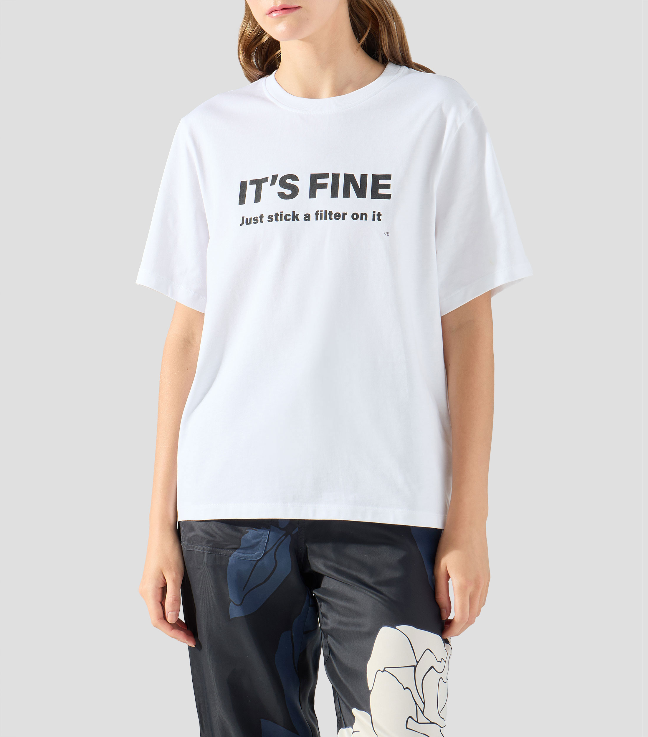 Playera de cuello redondo con manga corta estampada Mujer