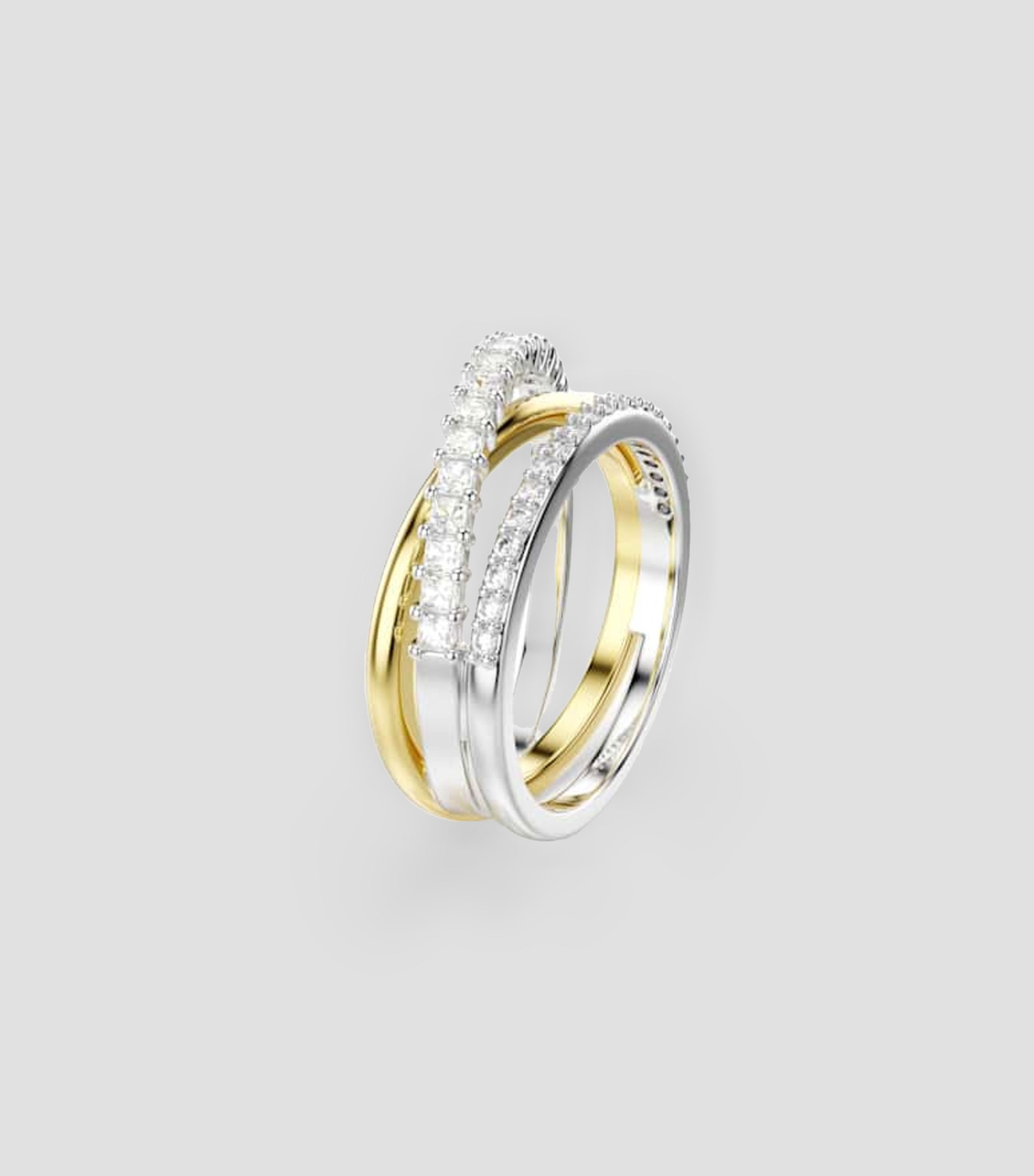 Anillo Hyperbola con Zirconias Unisex