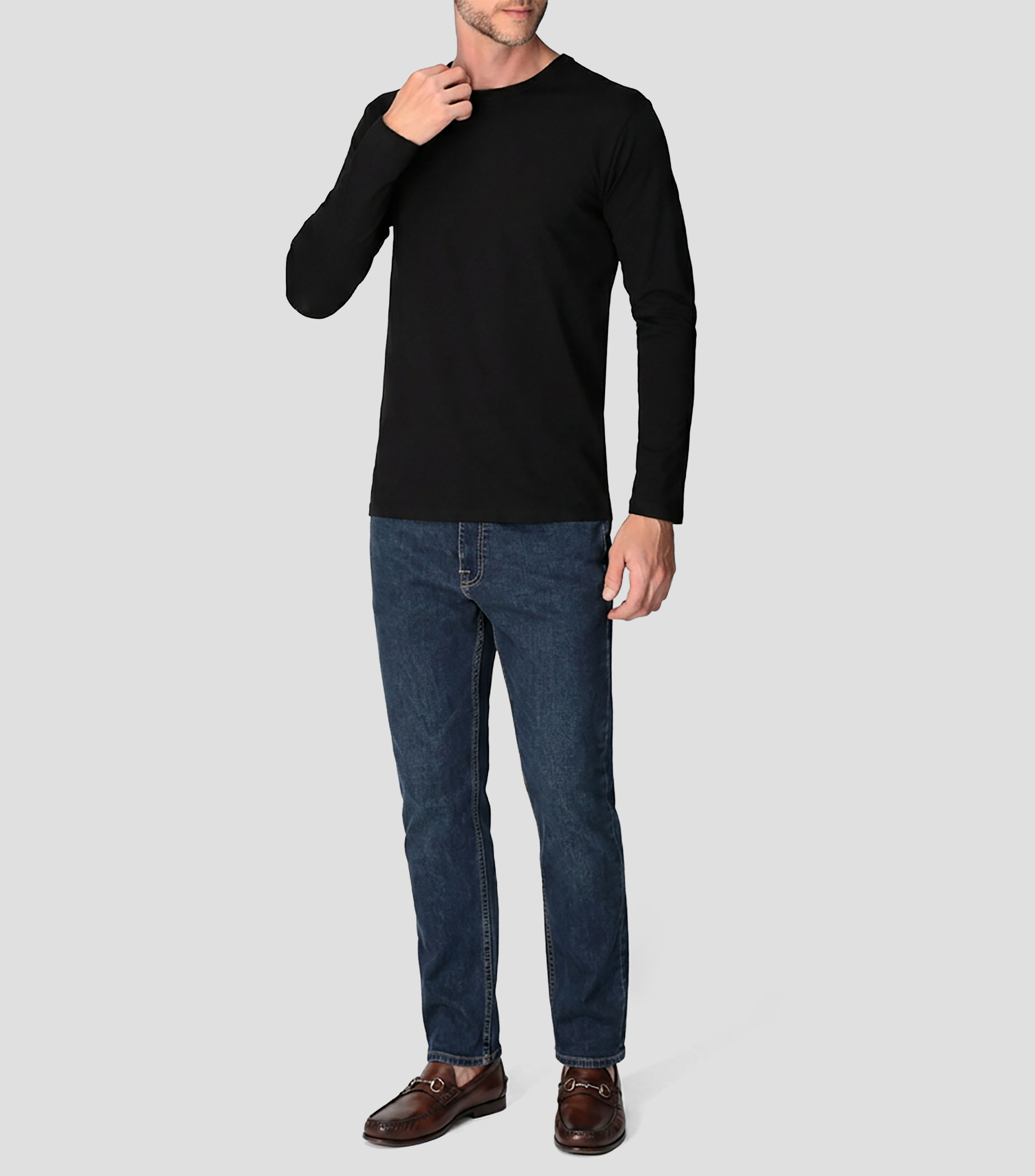 Playera cuello redondo manga larga lisa Hombre