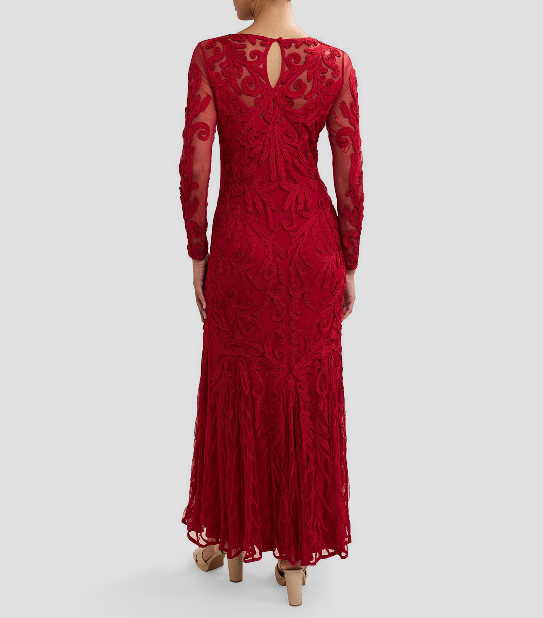 Vestido maxi manga larga con bordados Phoenix Mujer