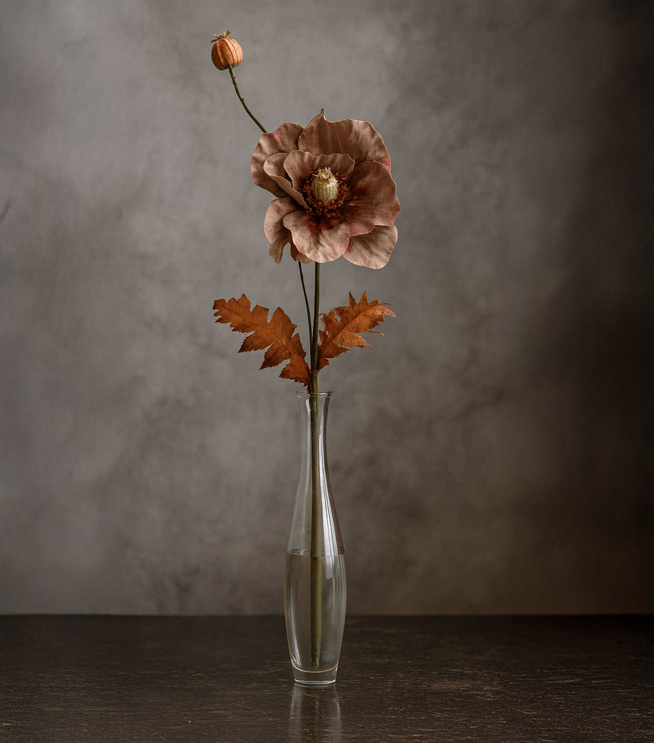 Flor Artificial Decorativa Amapola Malva