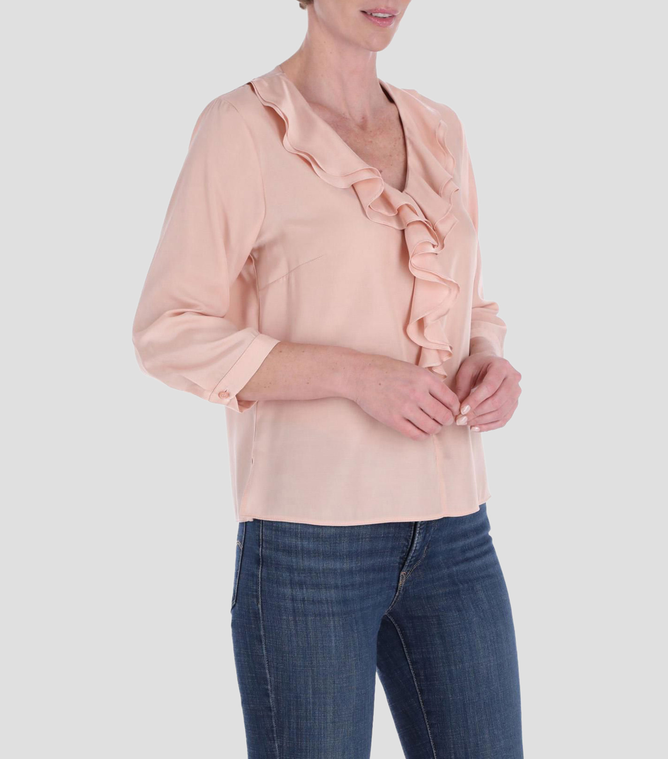 Blusa lisa manga 3/4 Mujer