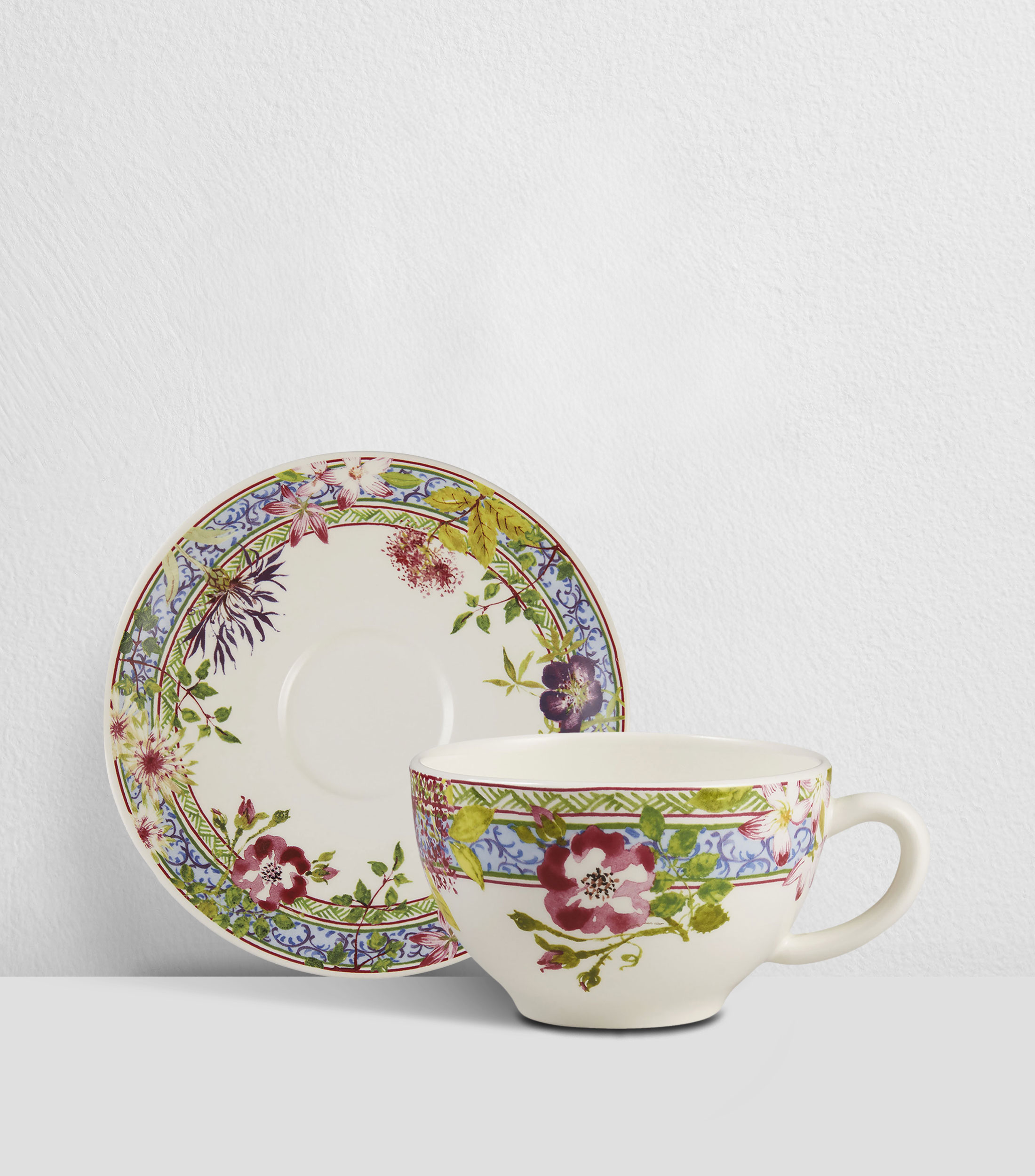 Set 2 tazas con 2 platos para desayuno Millefleurs pintado