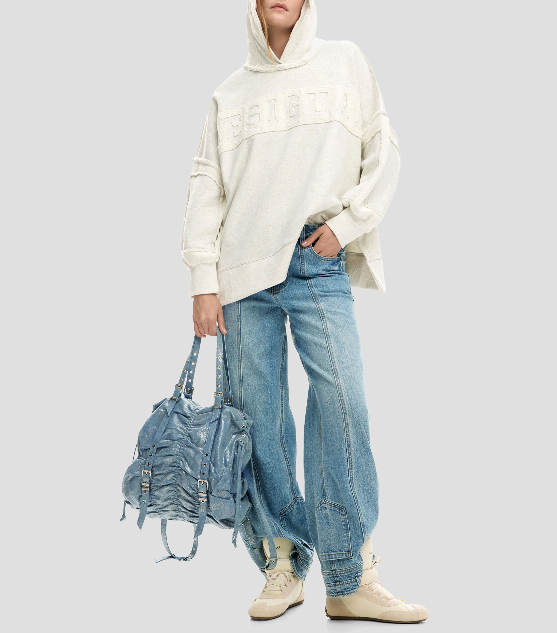 Mochila casual Gathered denim mini lisa Mujer