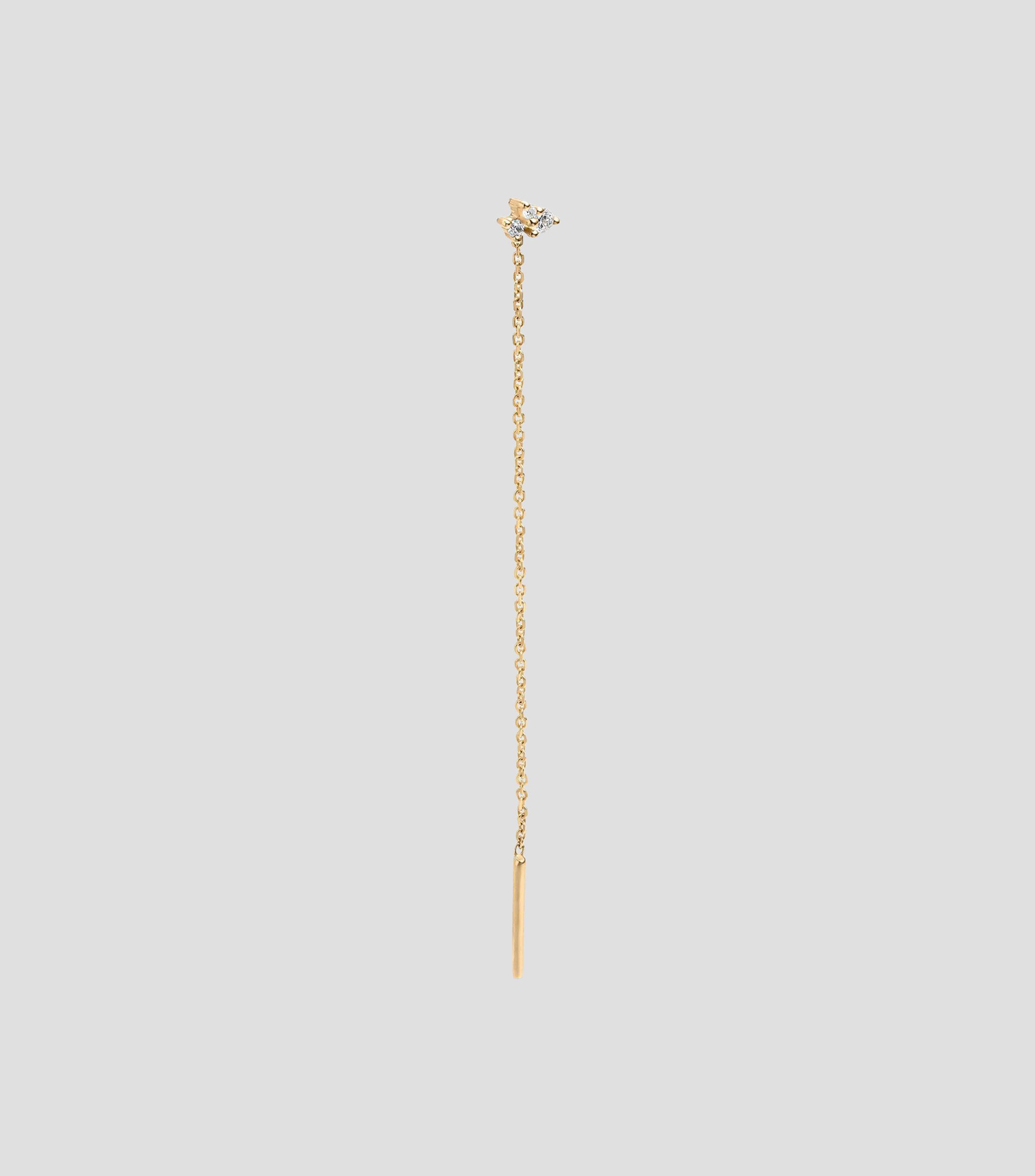 Pendiente individual en oro amarillo de 18 kilates con cadena y diamantes Great Three Mujer