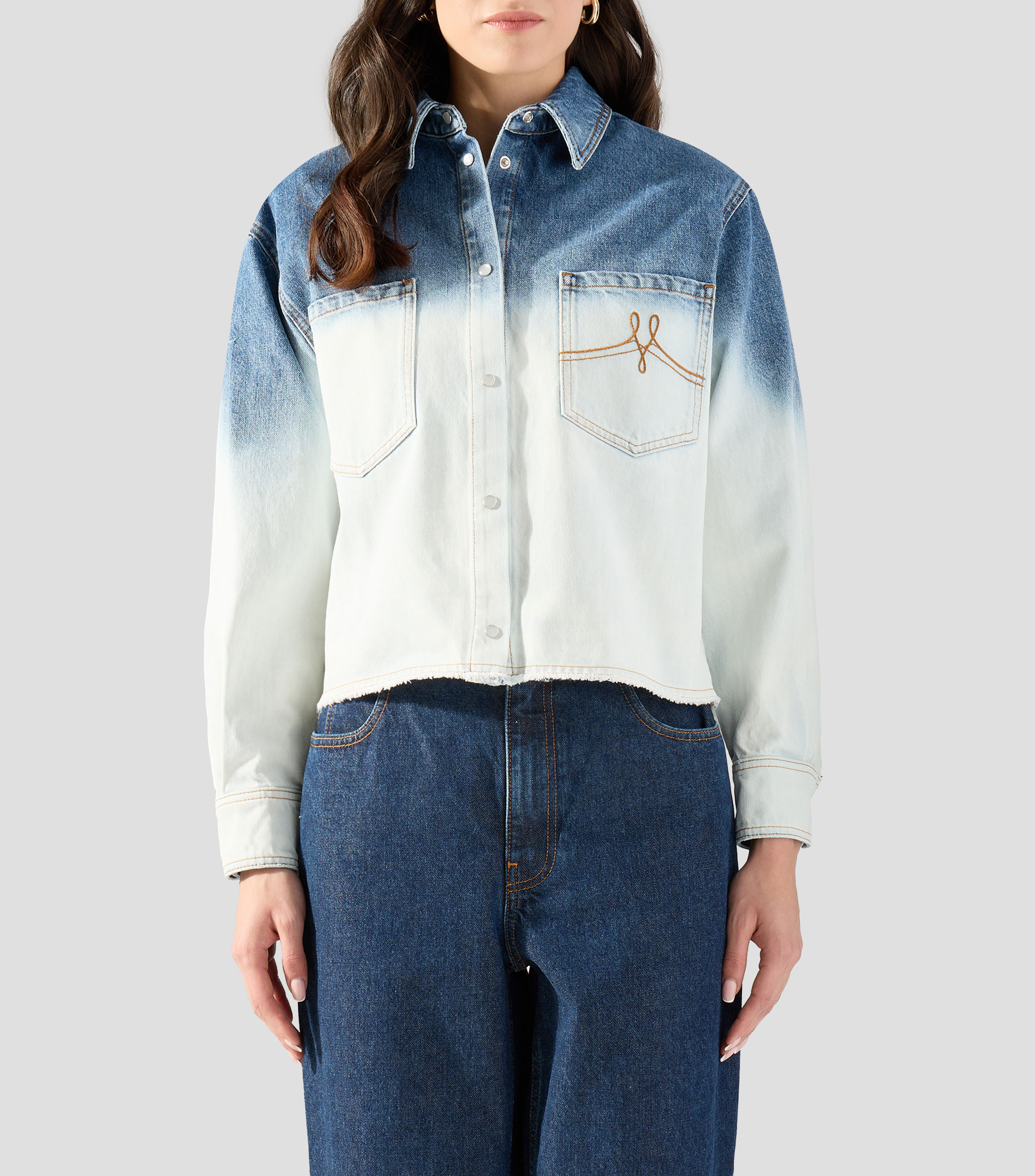 Sobrecamisa lisa manga larga Mujer