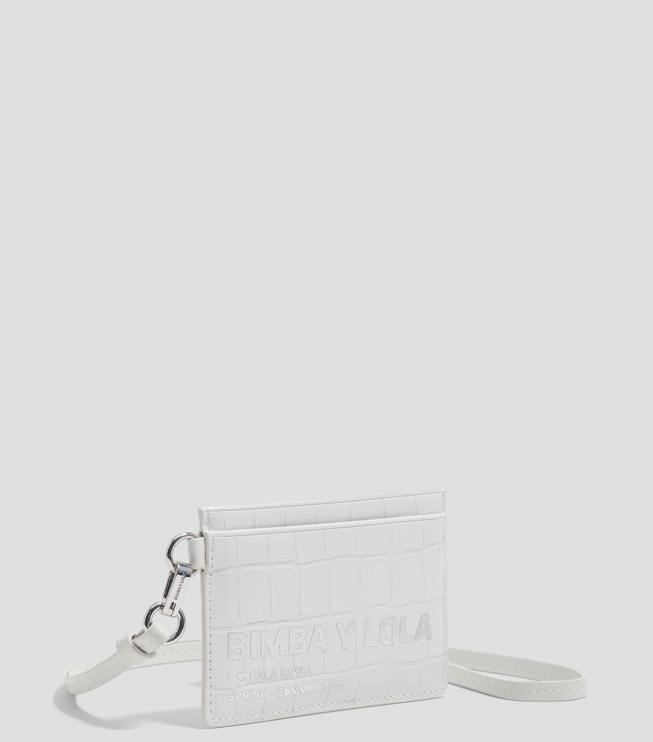Tarjetero grabado cocodrilo blanco Mujer