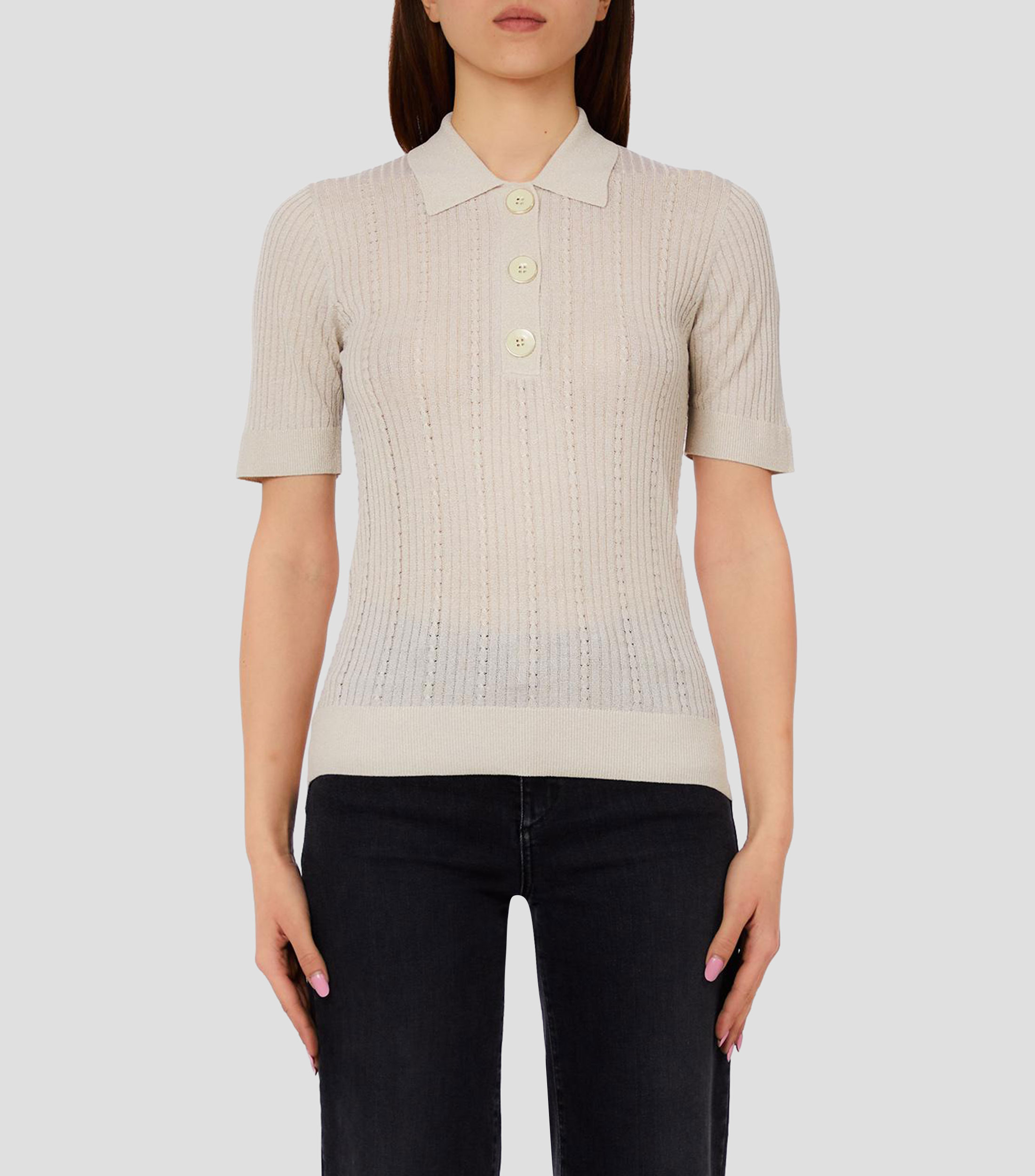 Suéter cuello tipo polo Mujer