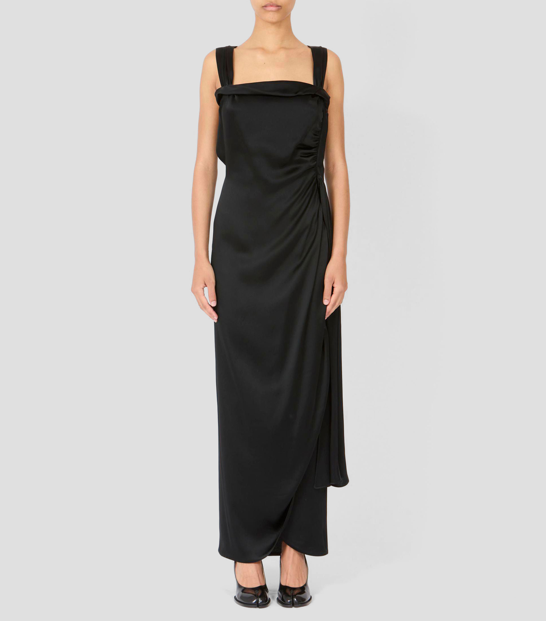Vestido largo liso satinado Mujer