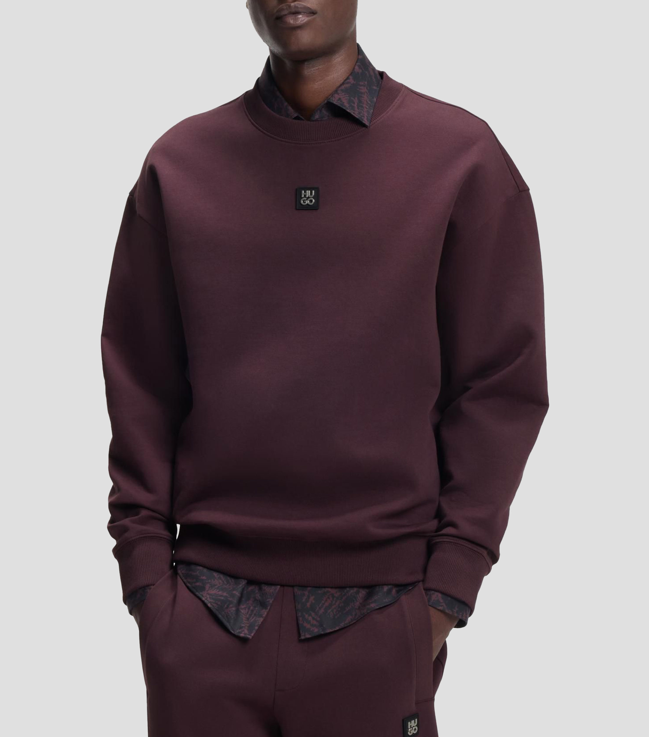 Sudadera de algodón con insignia de logo apilado Hombre