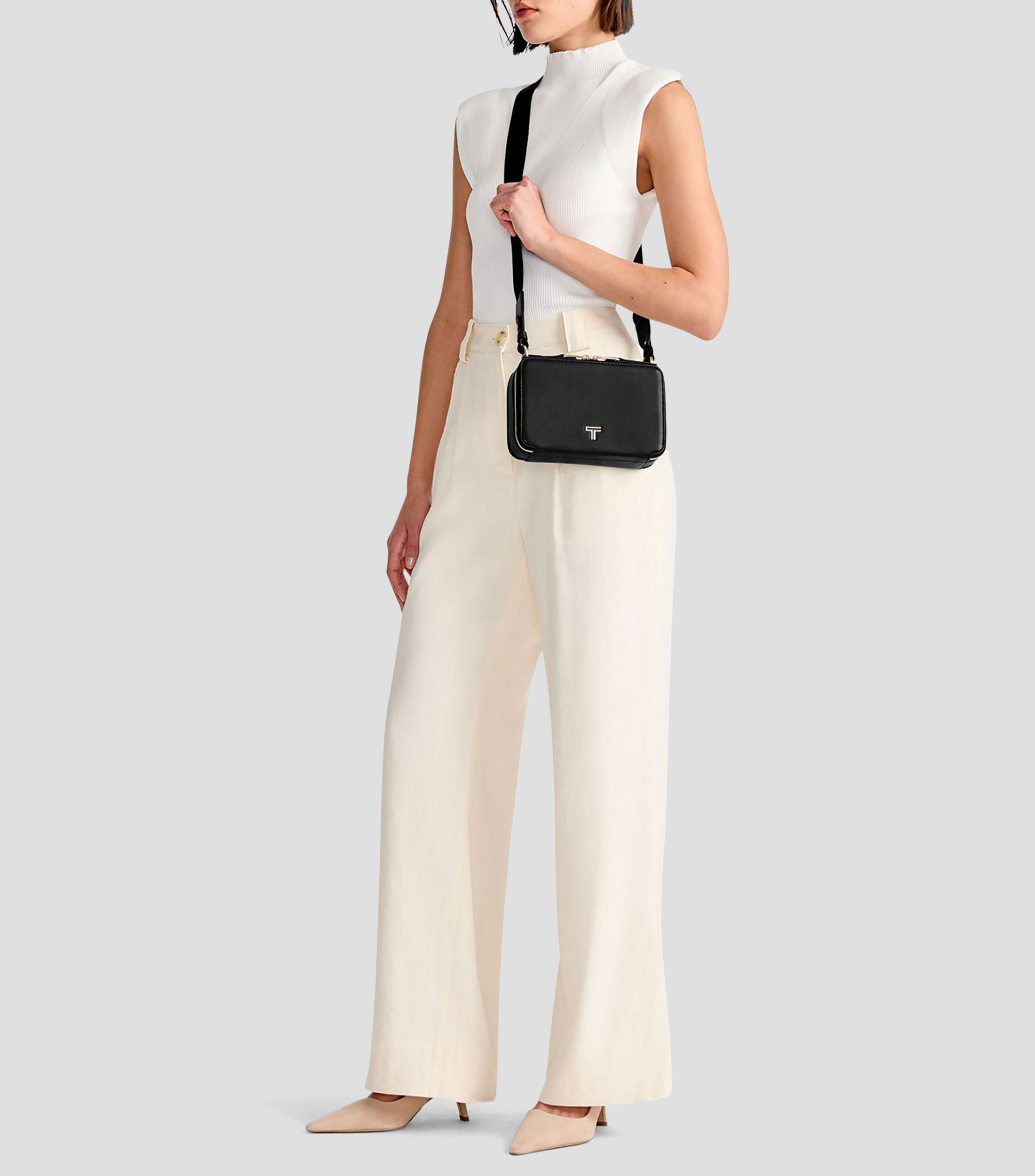 Bolsa crossbody en piel Myla liso Mujer