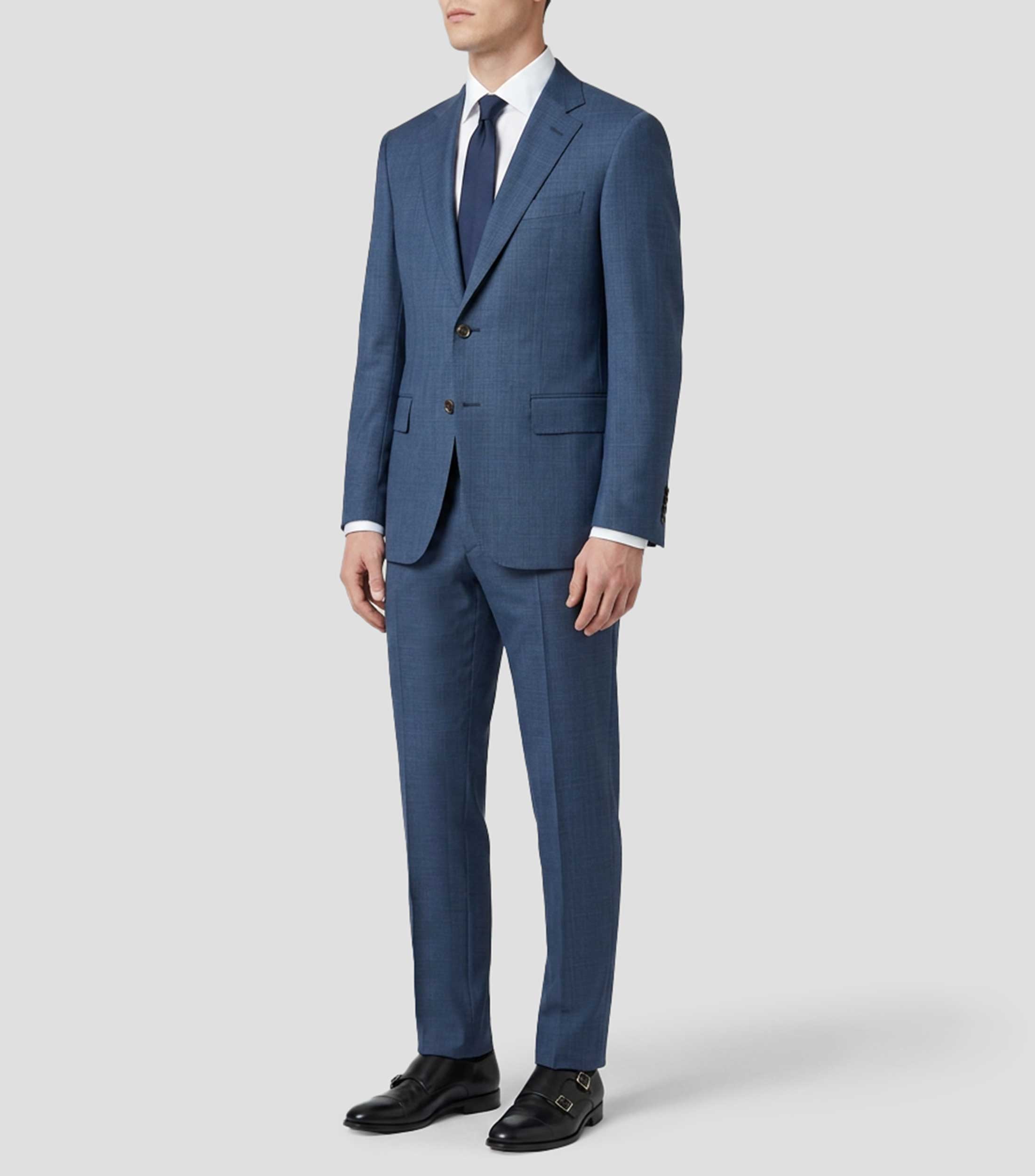 Traje de lana corte regular con microdiseño Hombre
