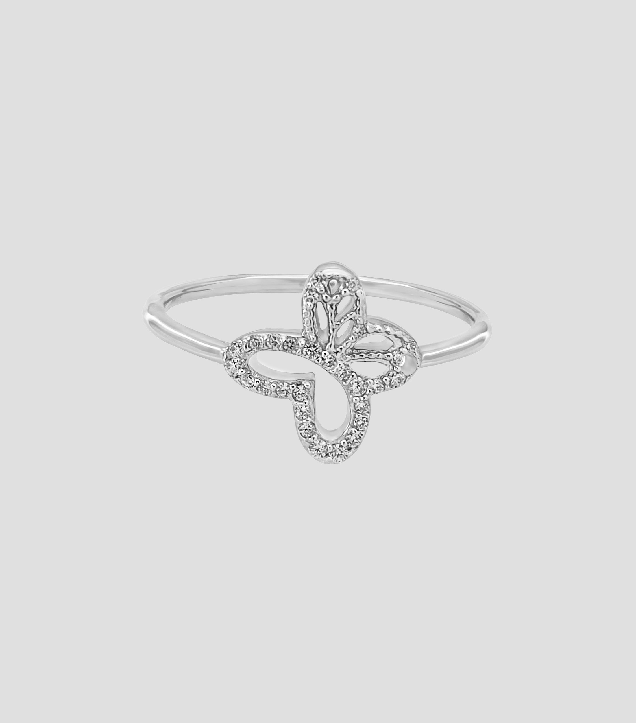 Anillo en plata .925 con mariposa monarca y circonia Mujer