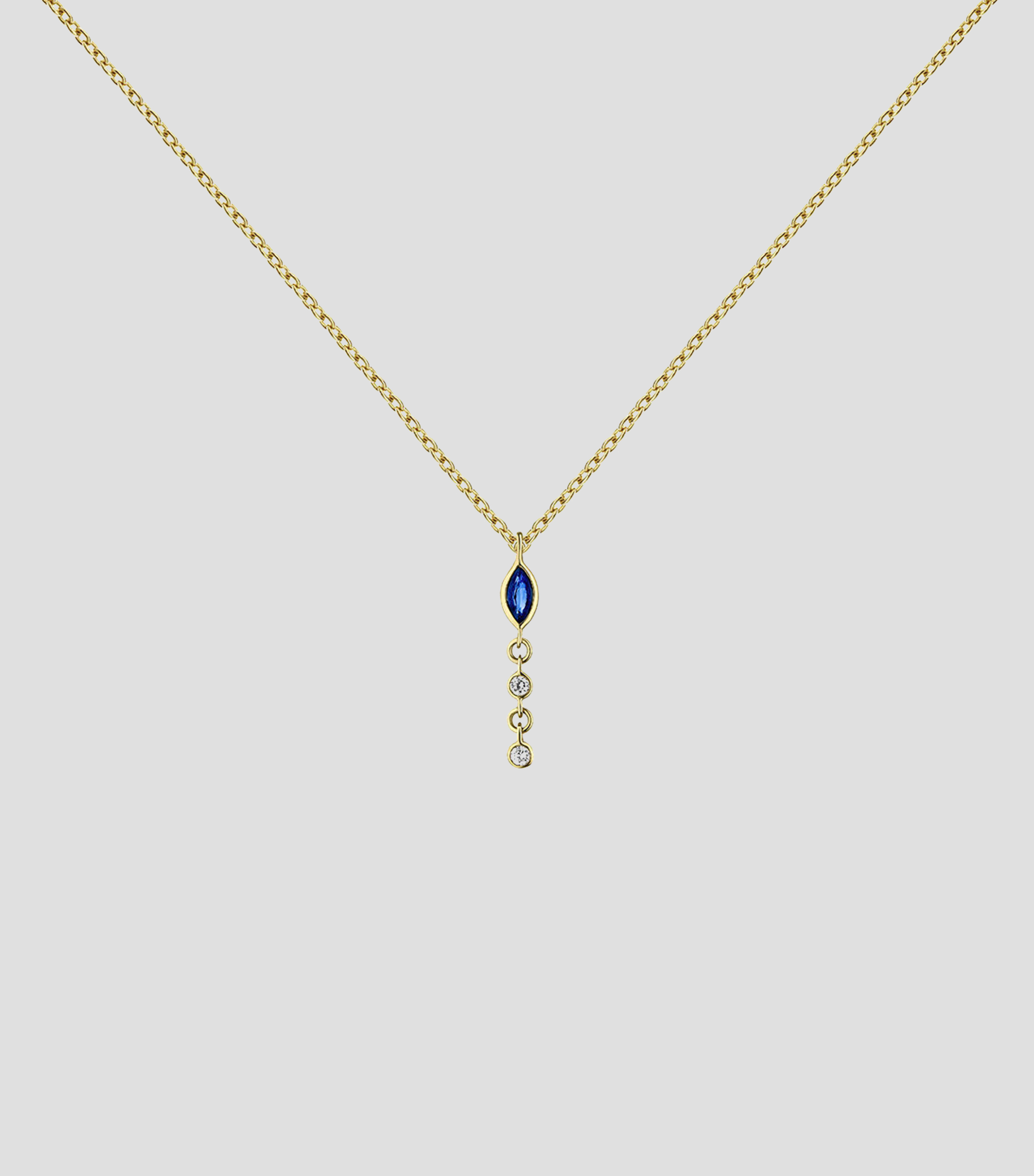 Collar en oro amarillo Great Three Saphire Diamond Mujer