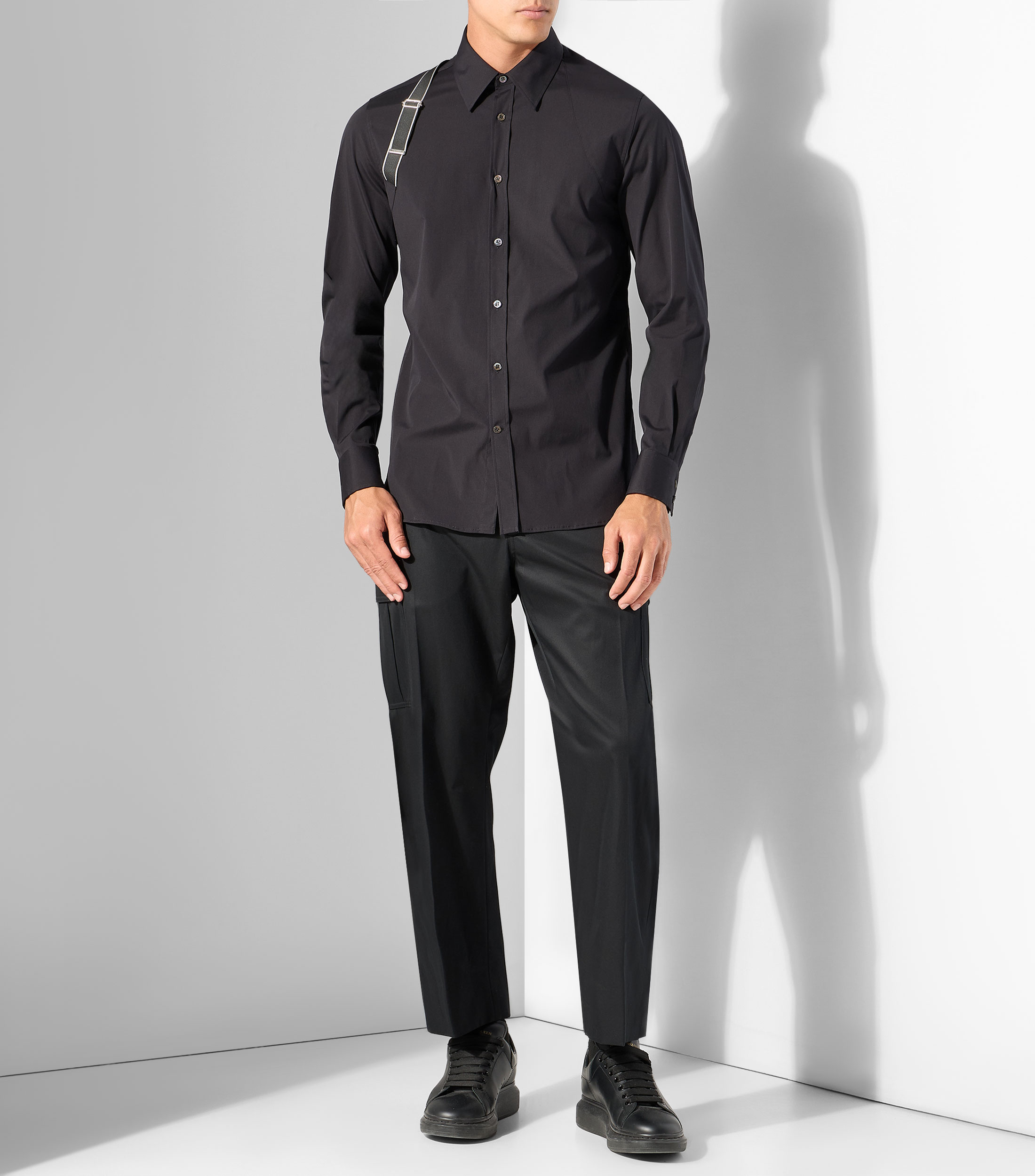 Camisa lisa con manga larga Hombre