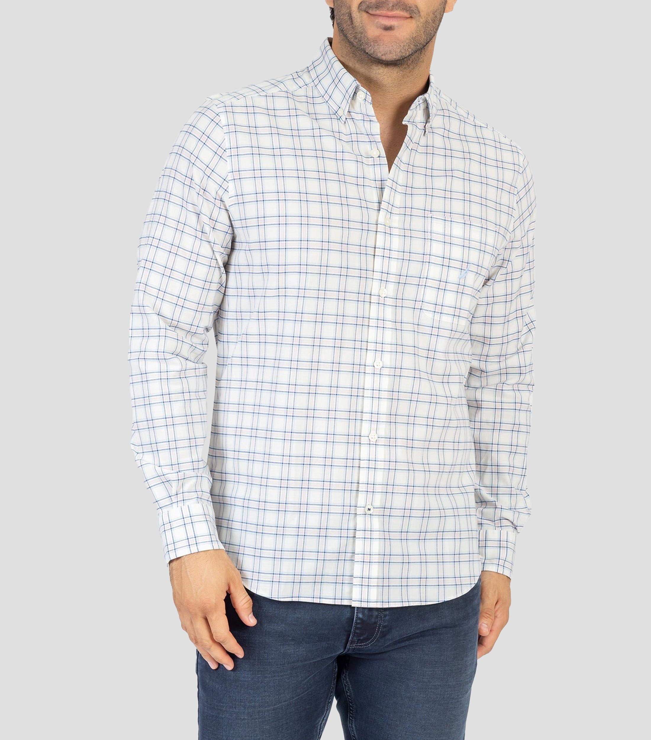 Camisa cuadros manga larga Hombre