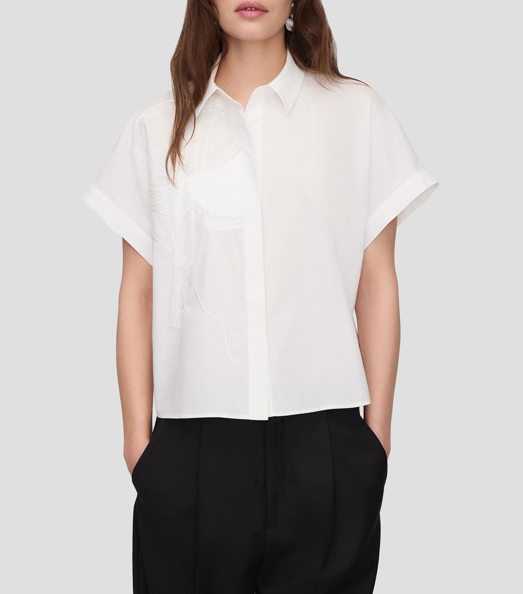 Camisa lisa manga corta Mujer