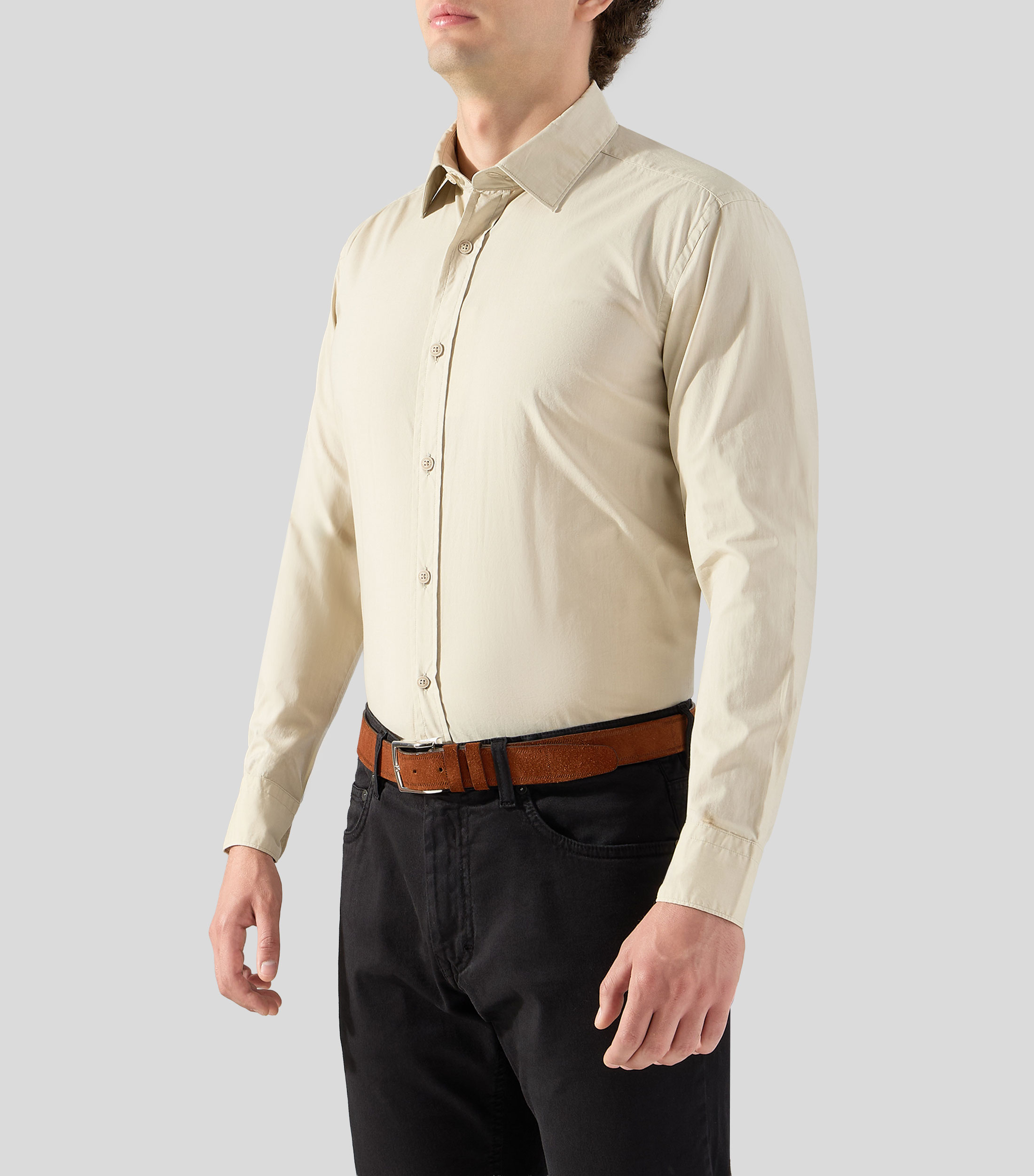 Camisa lisa manga larga Hombre