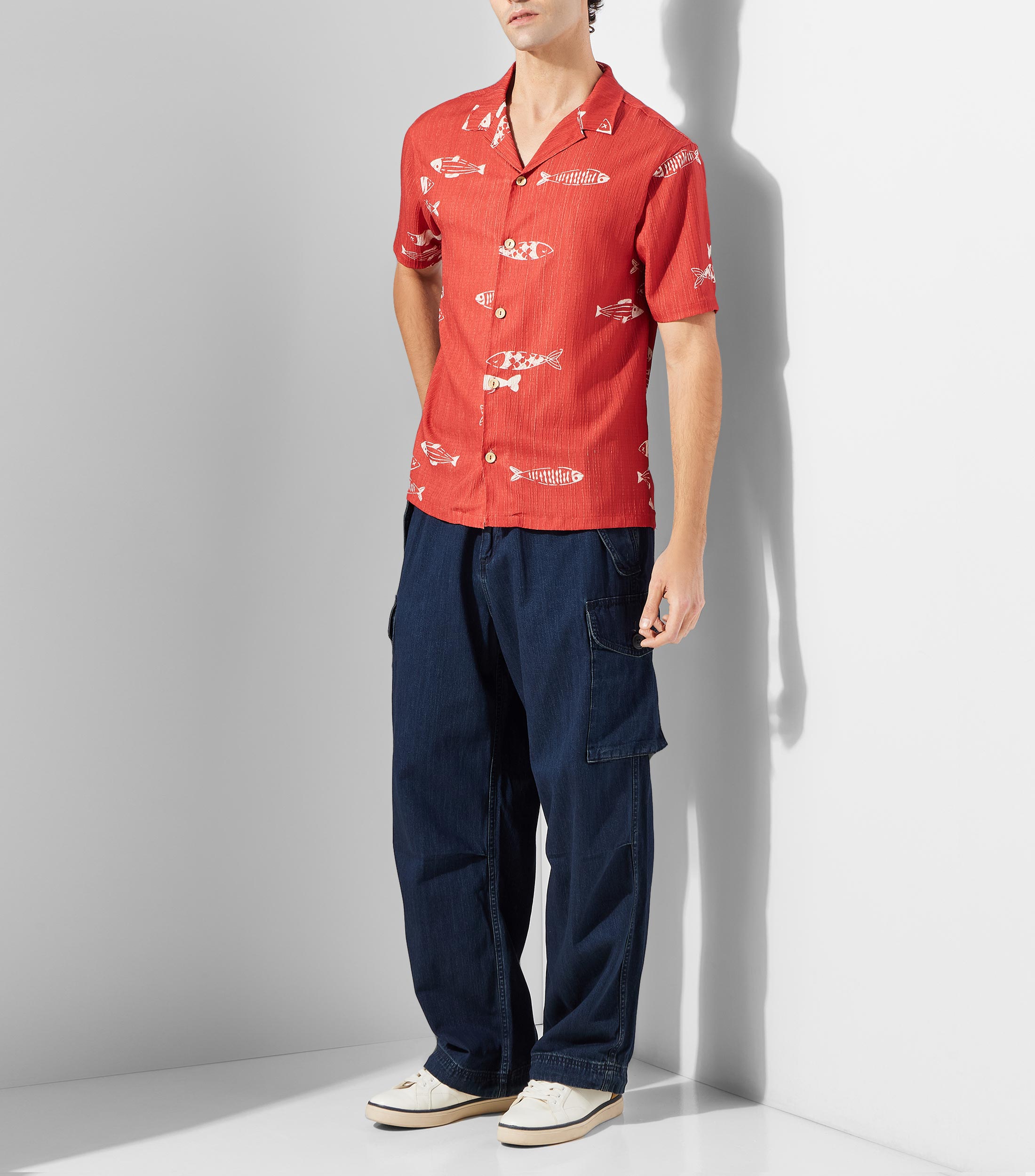 Camisa Hawaiana estampada manga corta Hombre