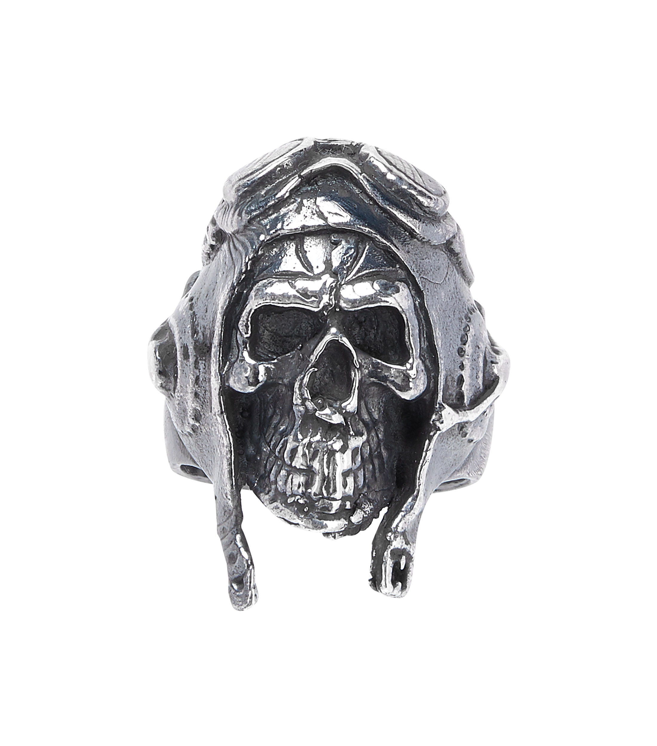 Anillo Skull Aviator en plata Hombre