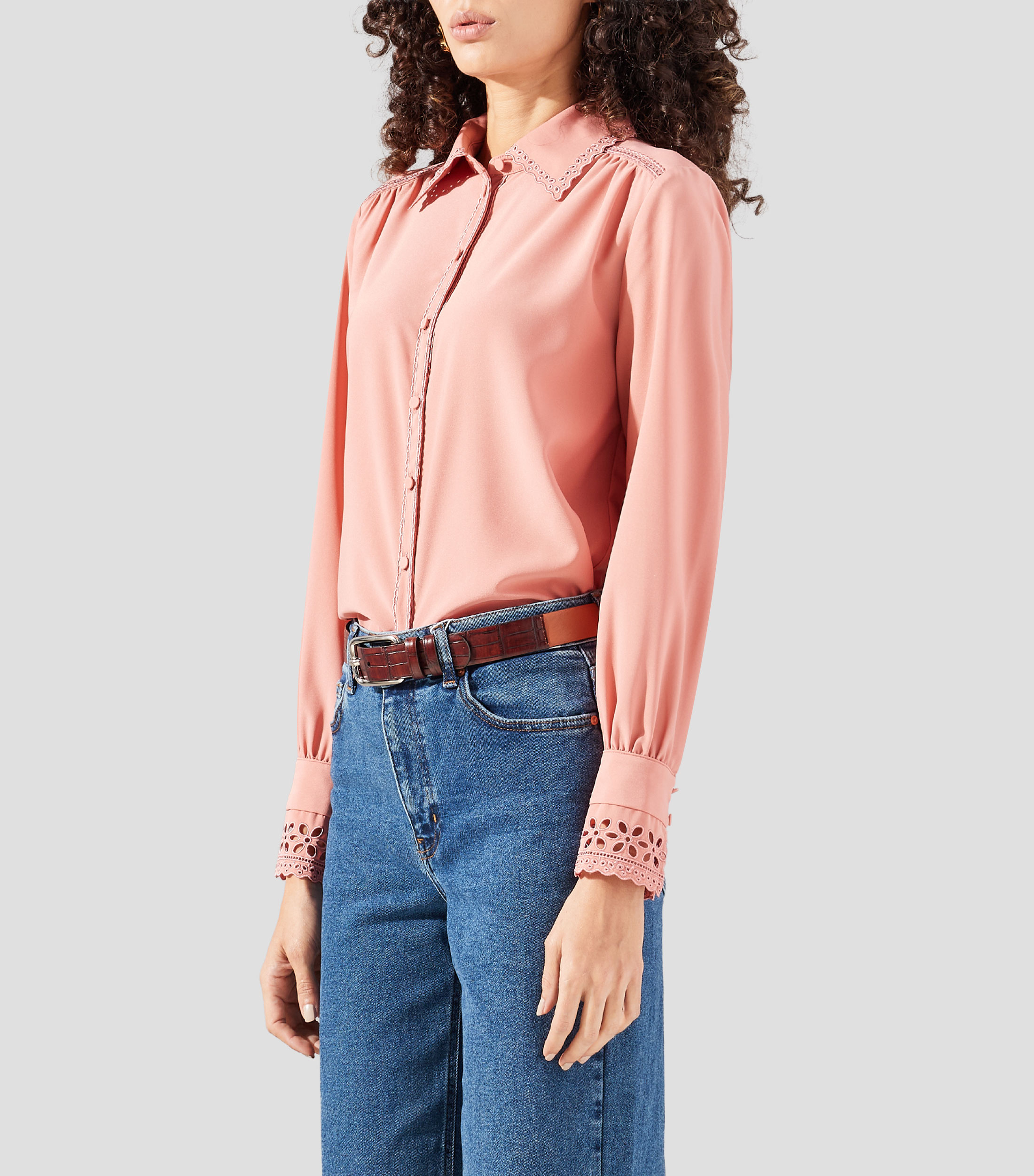 Blusa lisa manga larga Mujer