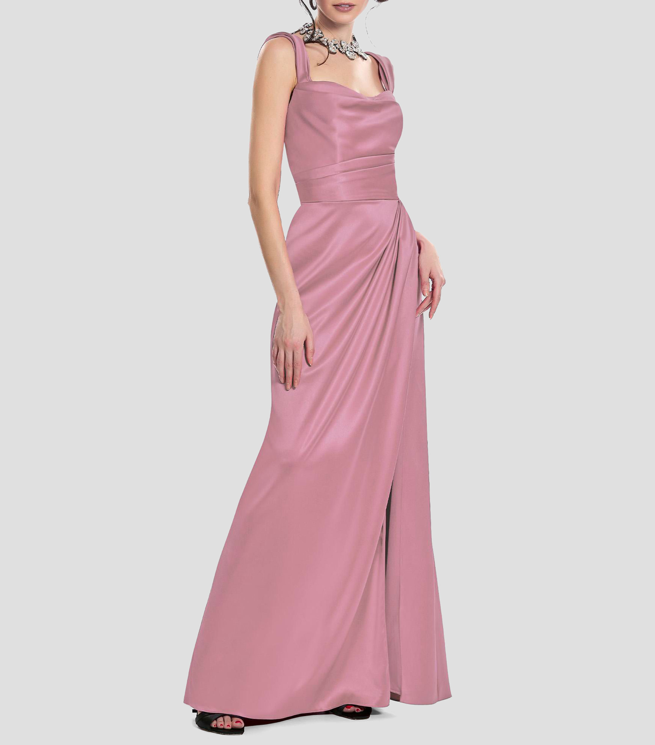 Vestido de fiesta largo liso Mujer