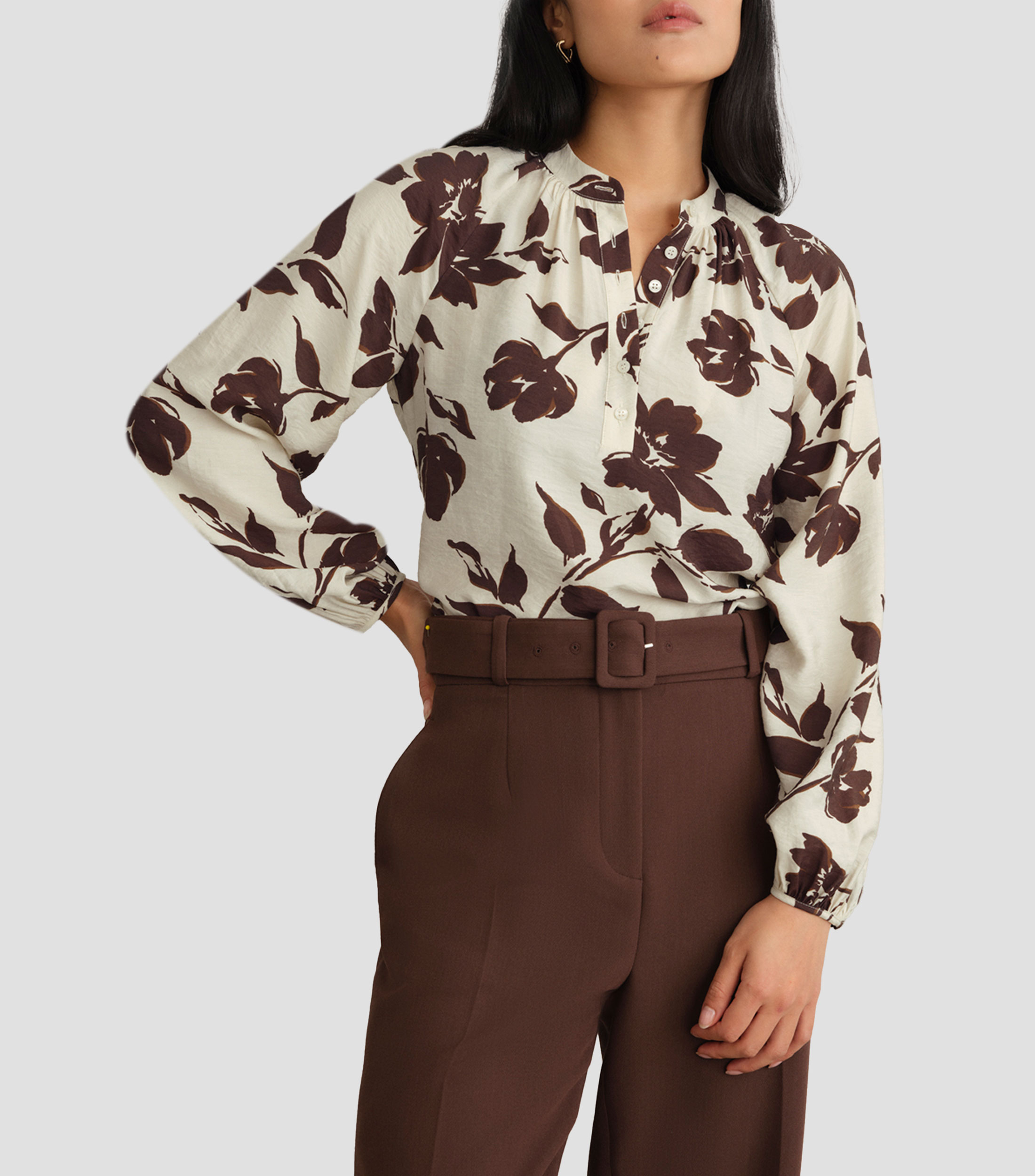 Blusa estampada con manga larga Mujer