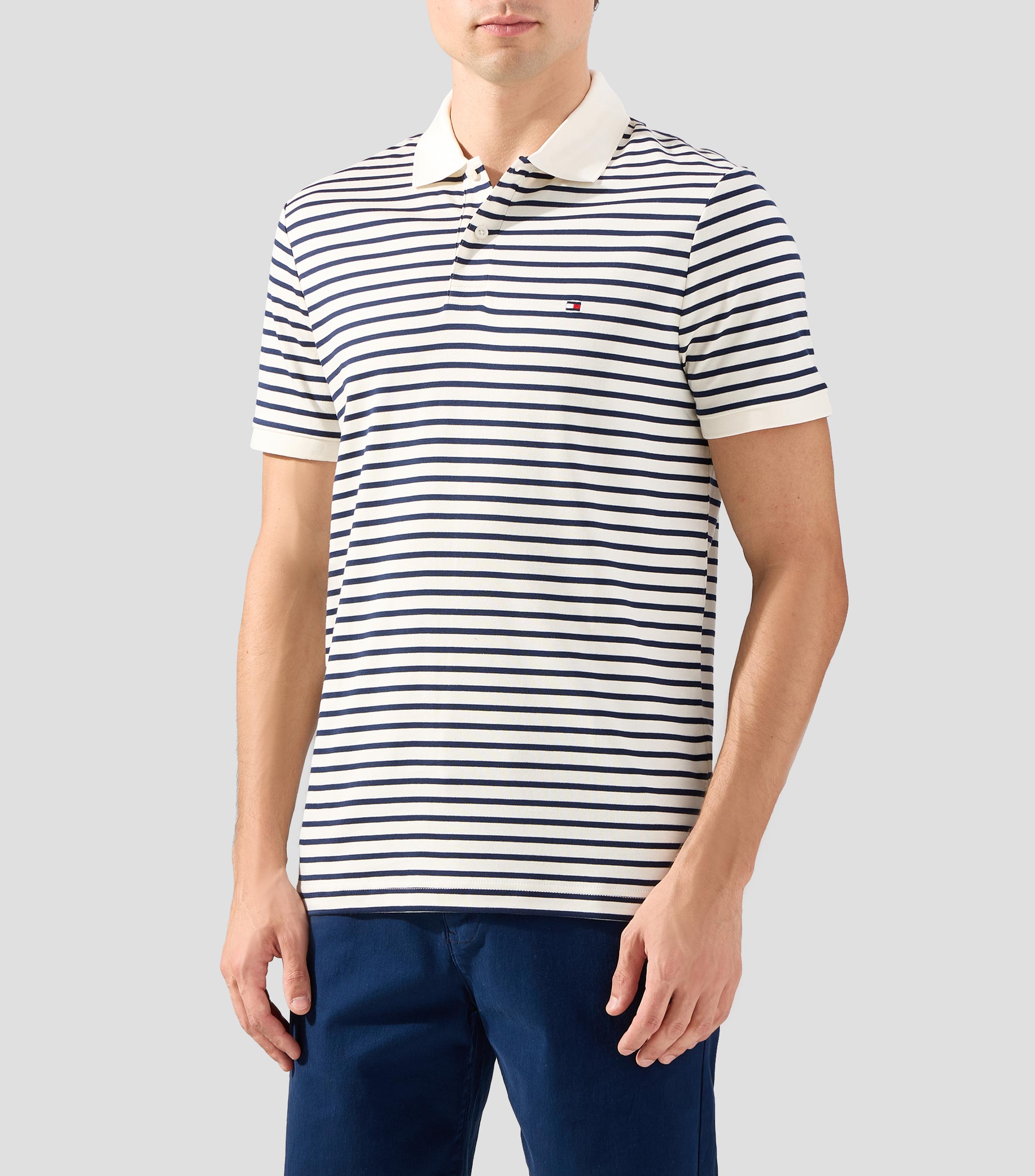 Playera tipo polo manga corta de rayas Hombre