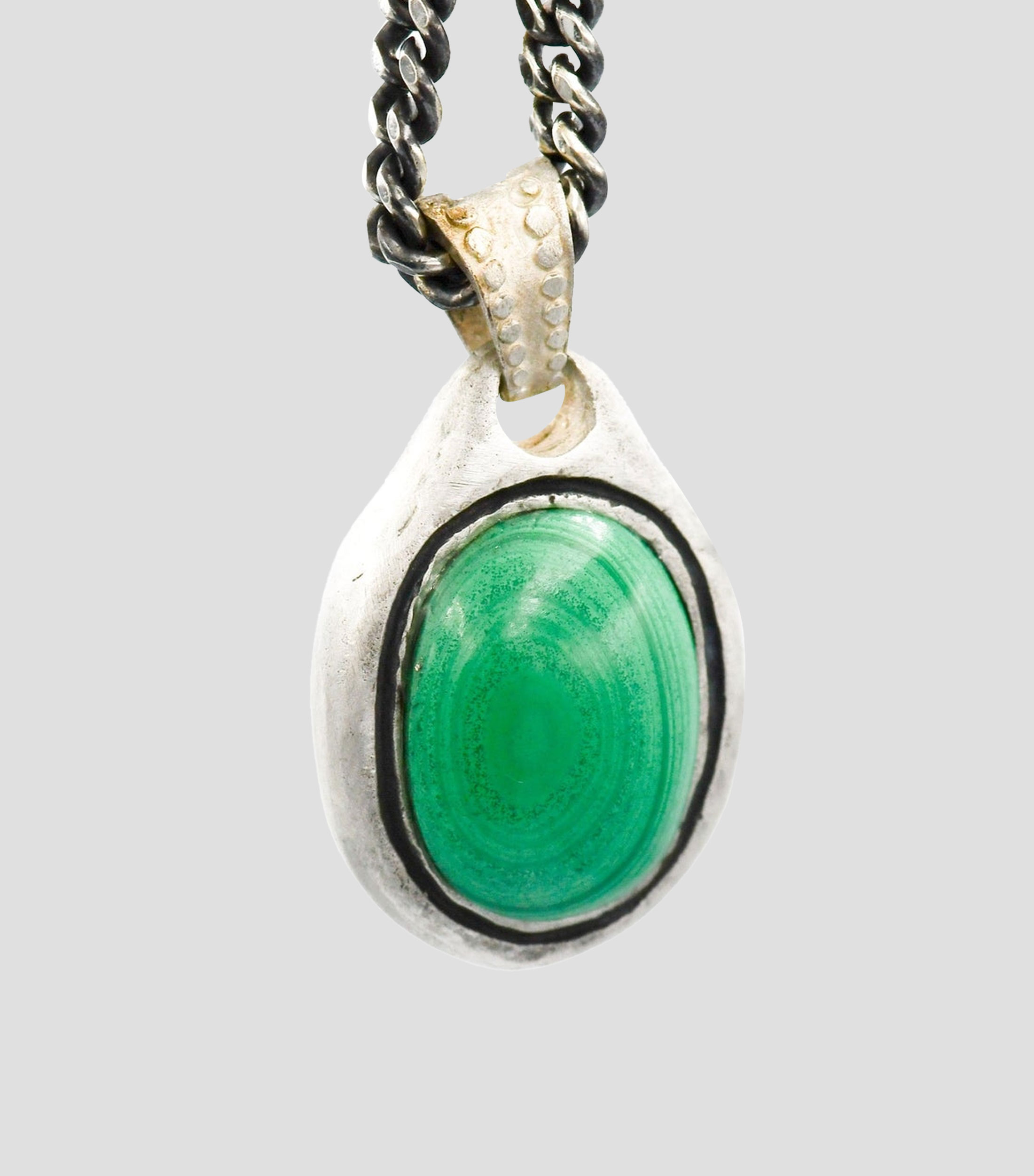 Dije en plata .925 con malaquita Hombre