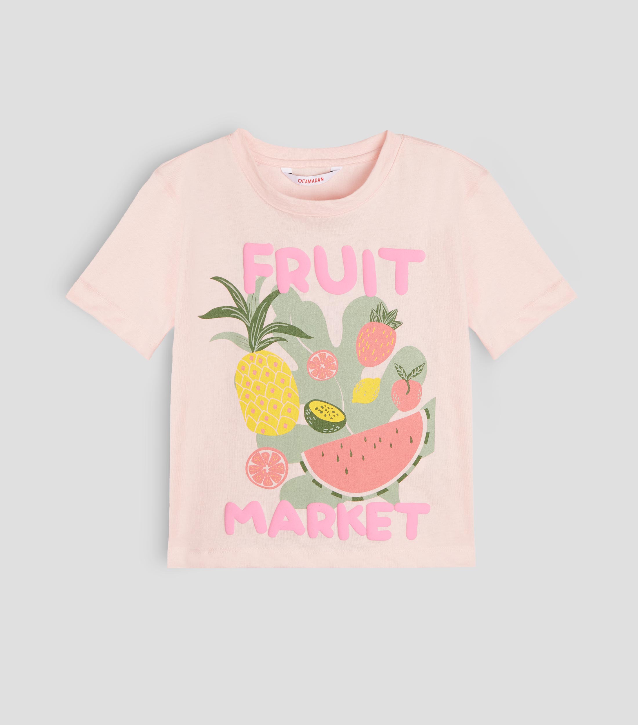 Playera cuello redondo manga corta estampada Niña