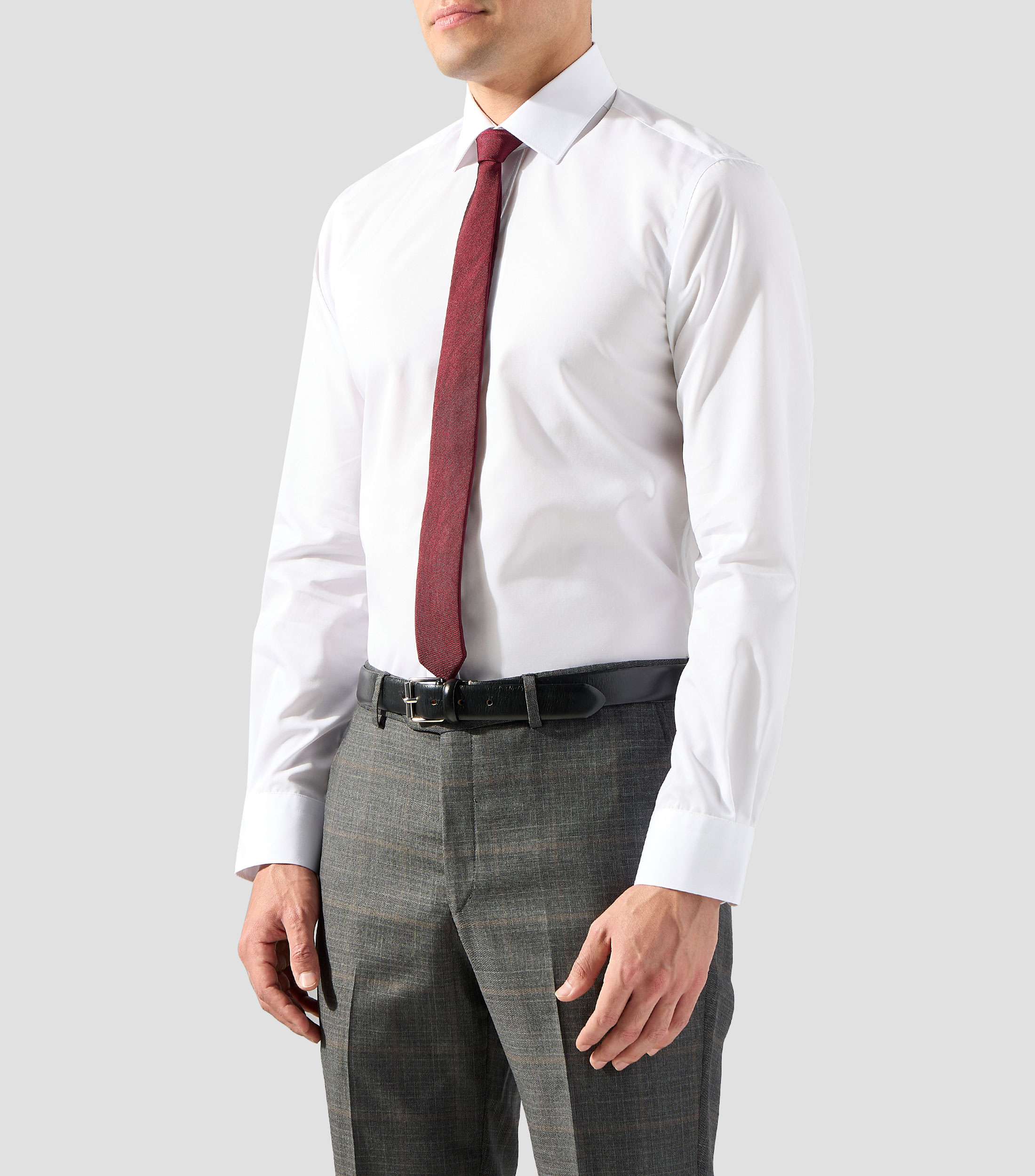 Camisa de vestir sólida manga larga Hombre