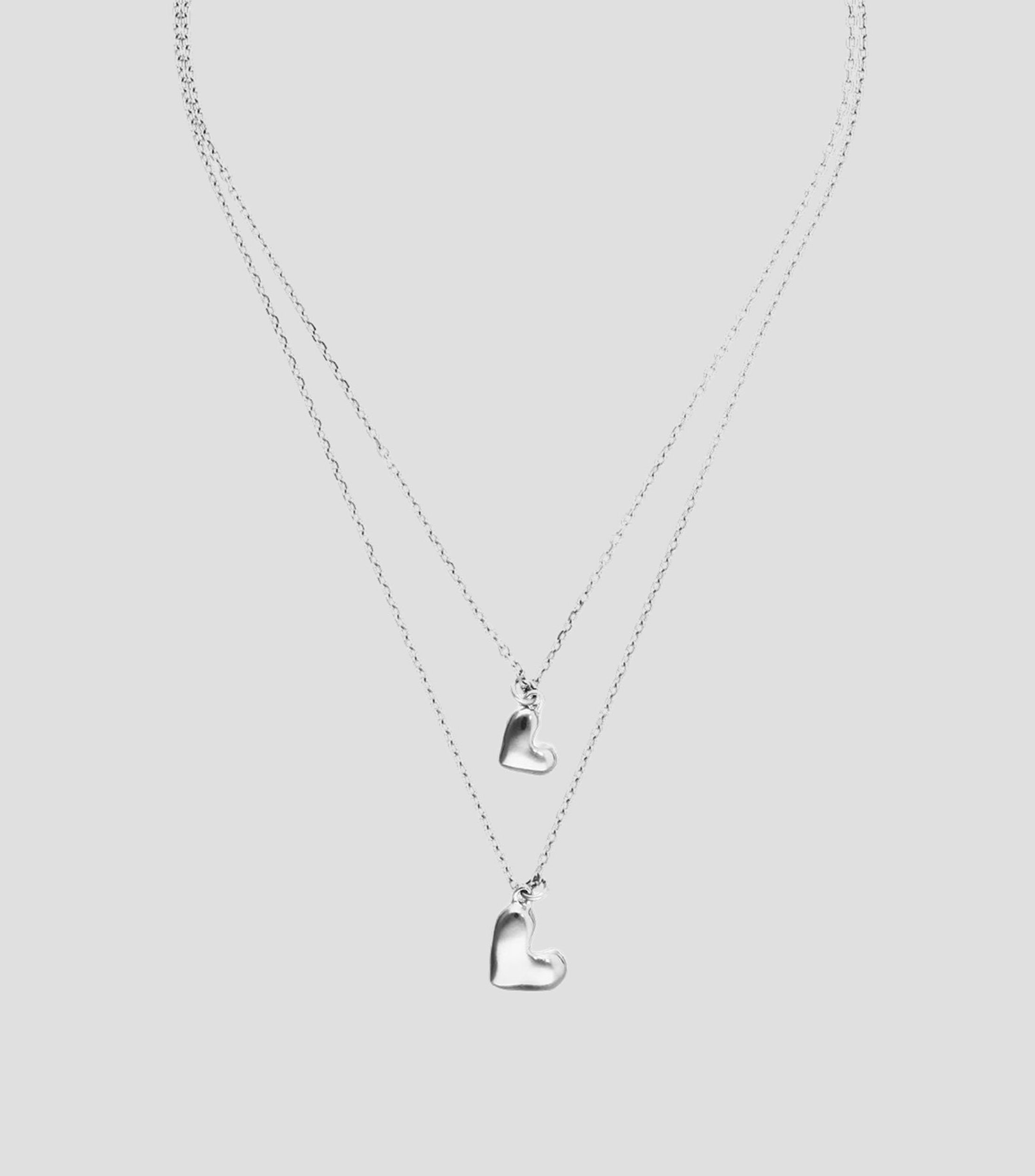 Collar doble con corazones Mujer