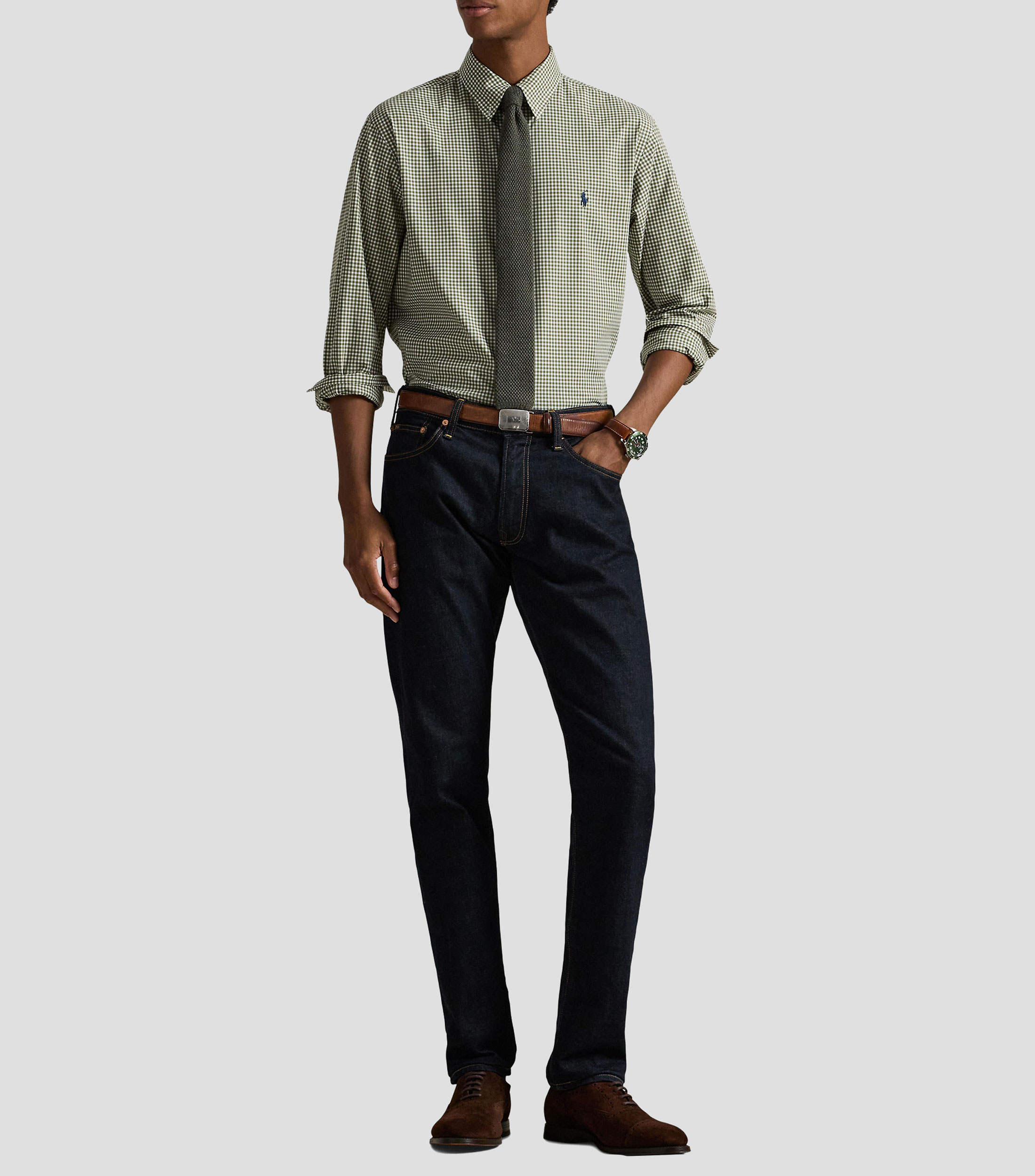 Camisa con cuadros manga larga Hombre