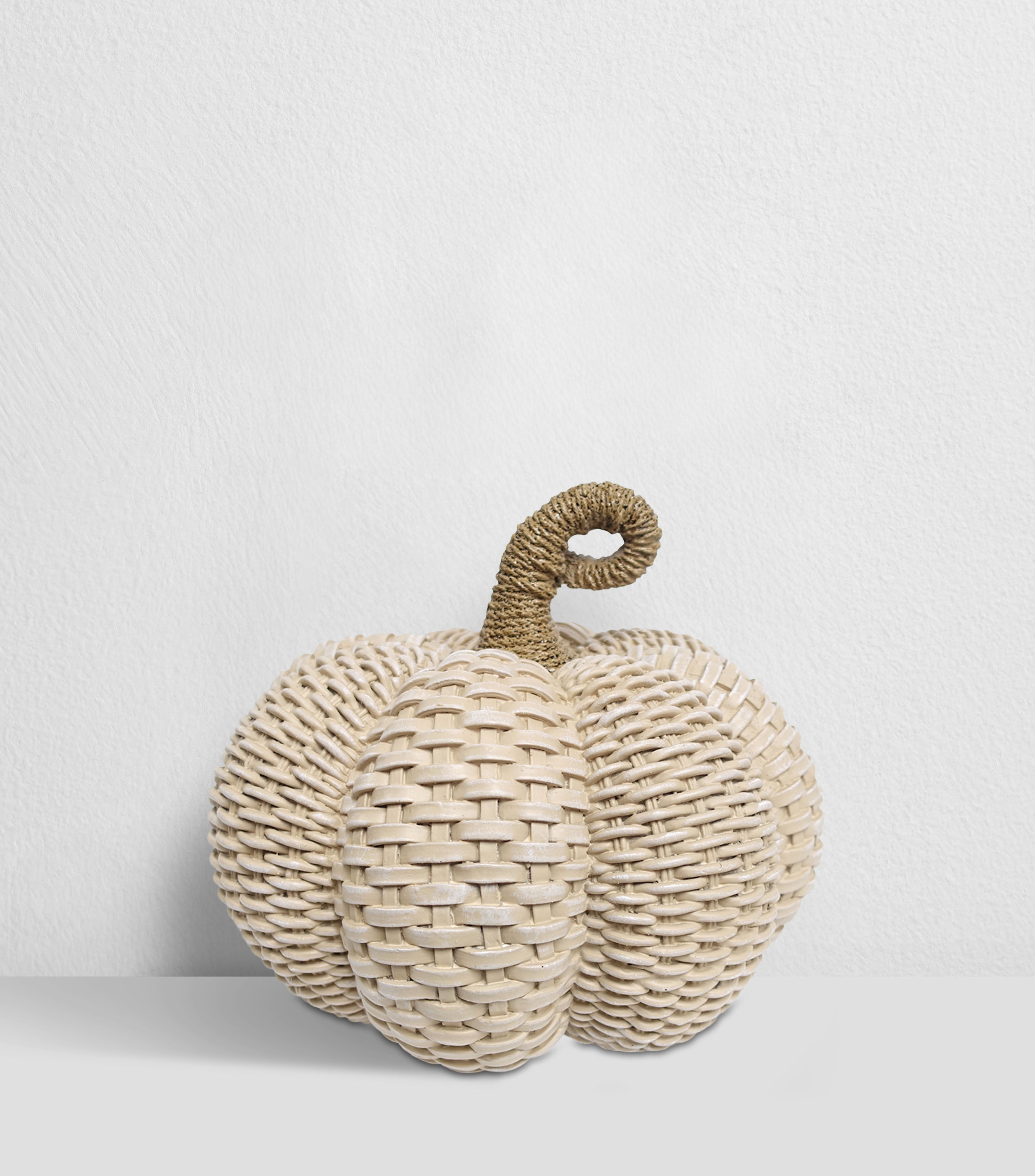 Figura Decorativa Calabaza tipo tejido en Poliresina