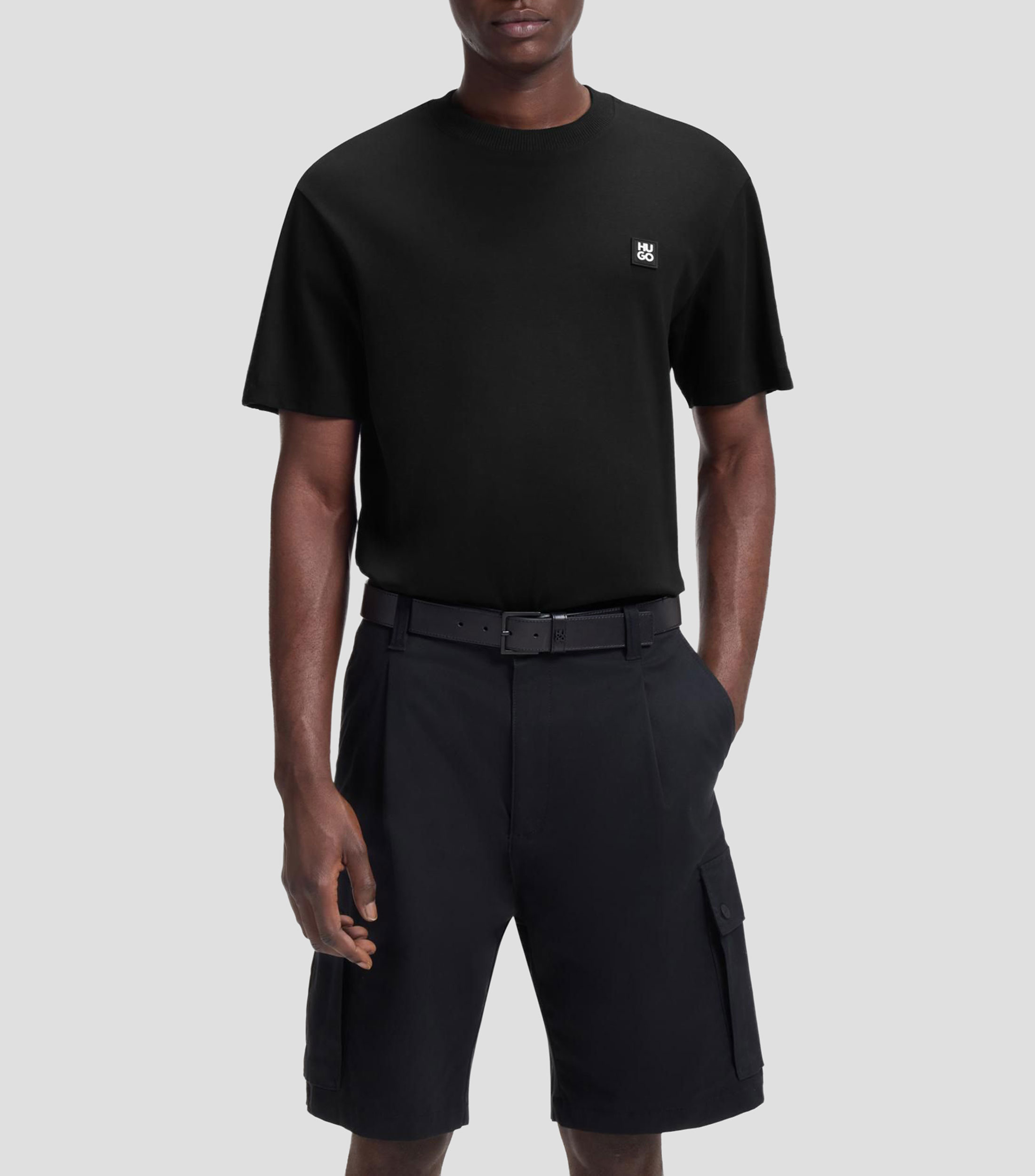 Playera relaxed de algodón interlock con hombros bordados Hombre