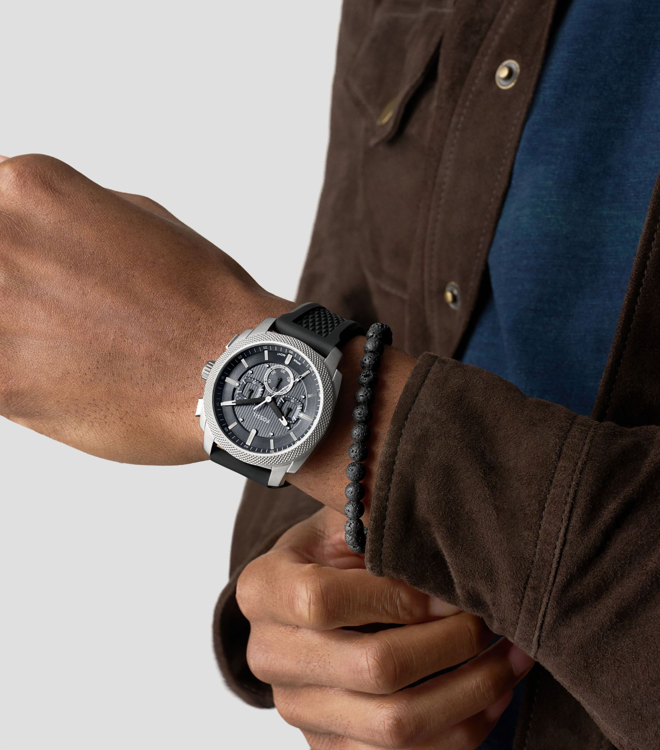 Set Reloj y Pulsera para Hombre Machine Gris