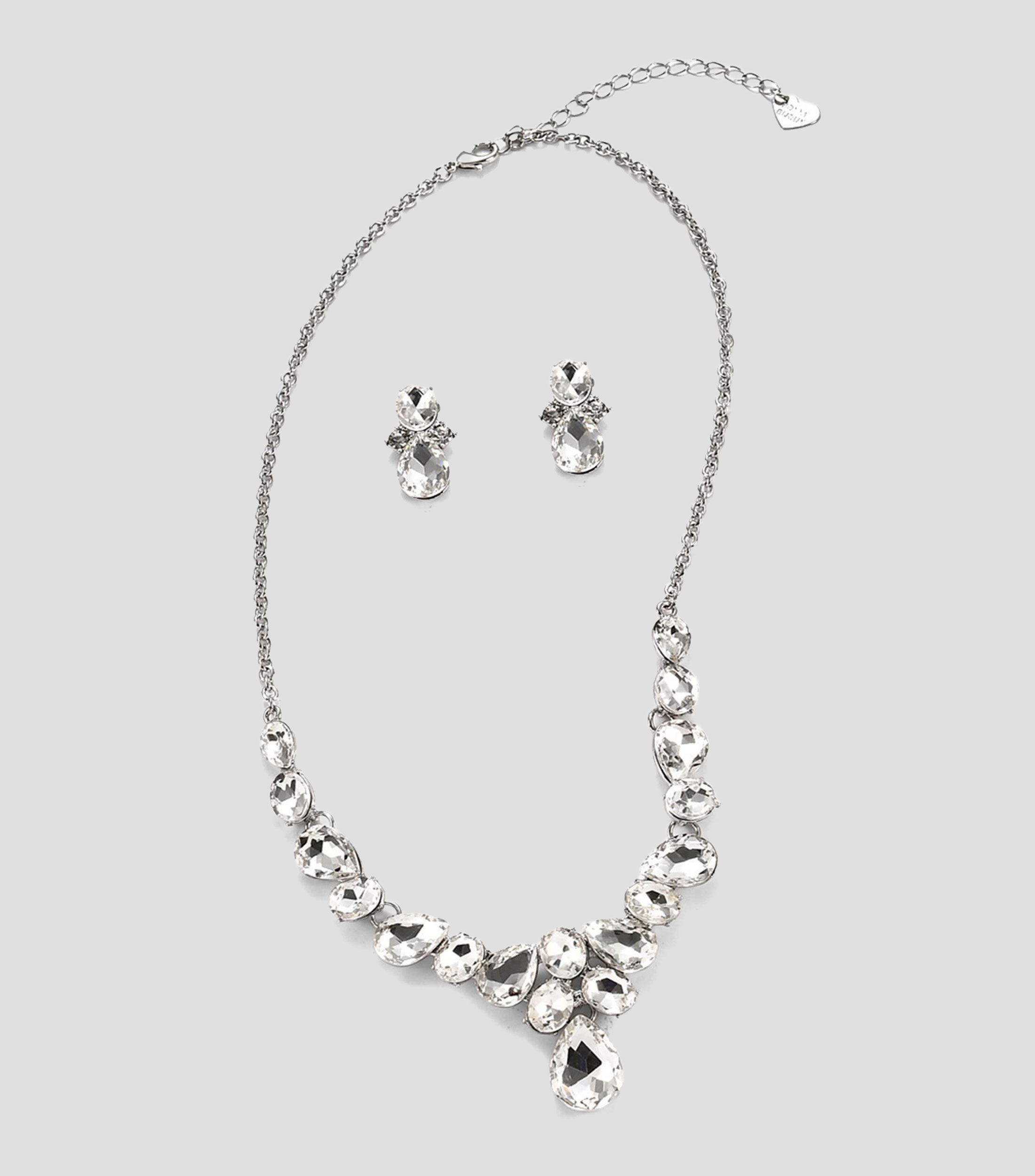 Set de collar y aretes en forma de gota Mujer