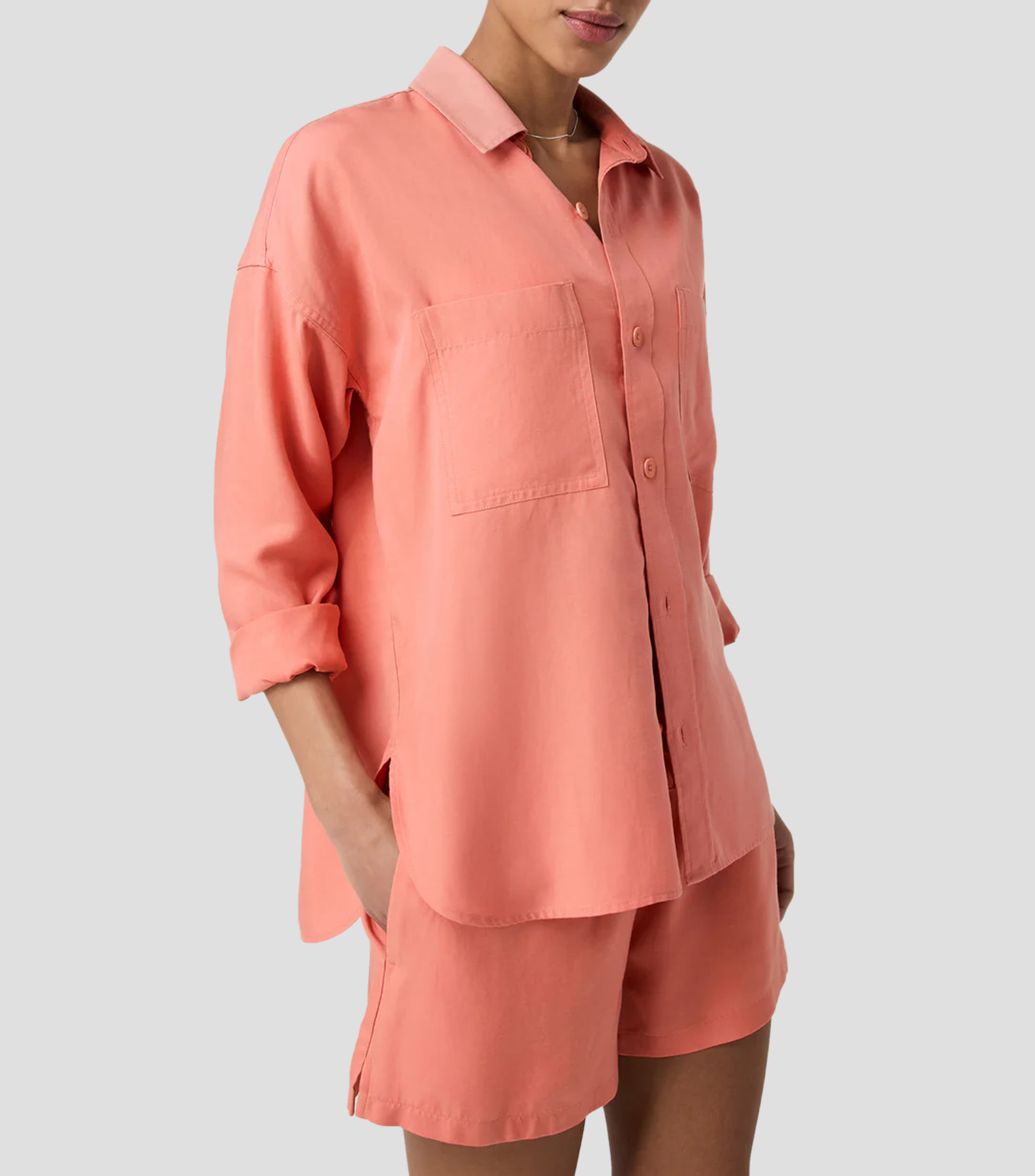 Camisa lisa manga larga Trestles Twill Mujer